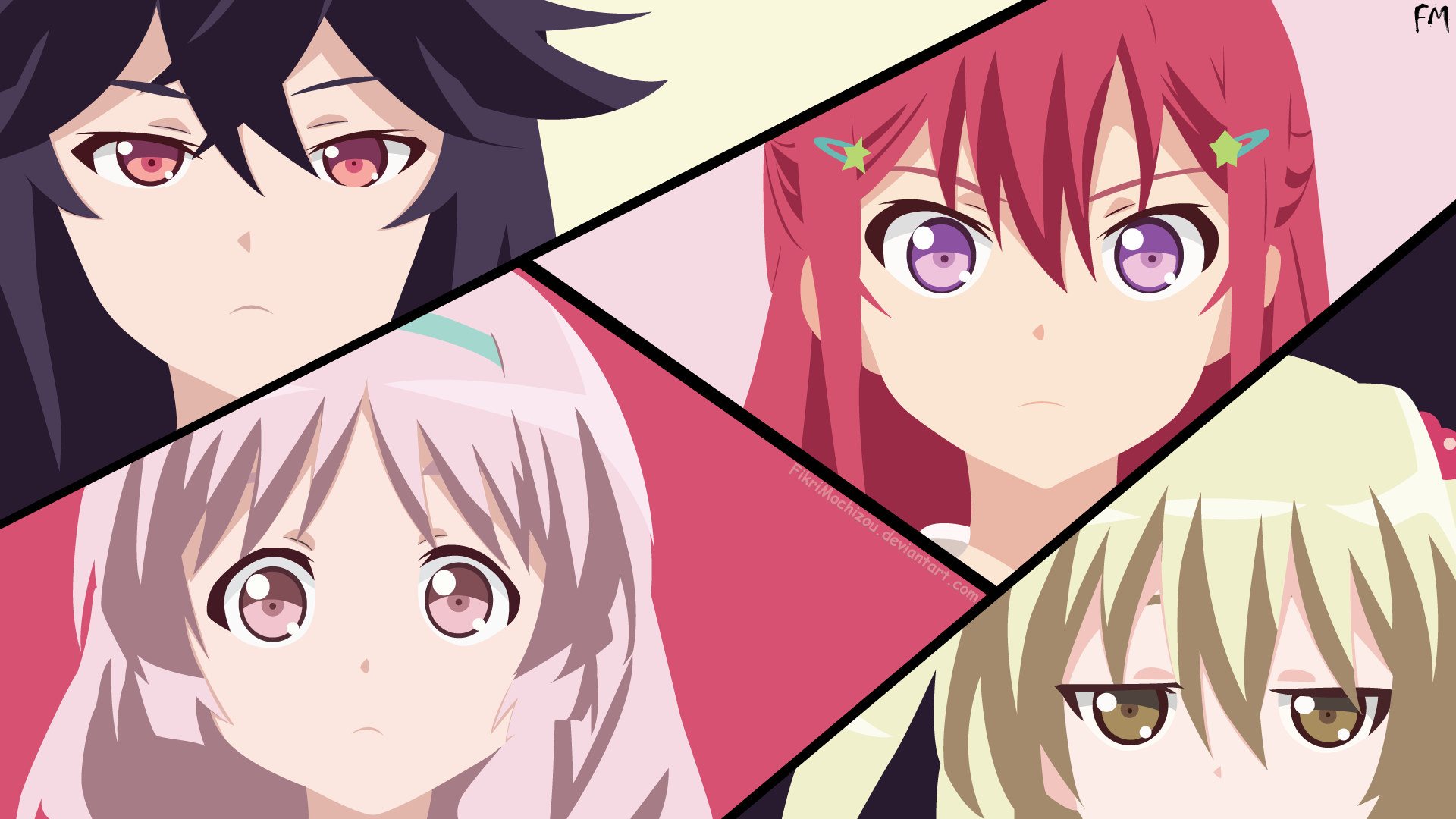 Anime girls from Inou Battle wa Nichijou kei no Naka de HD Wallpaper