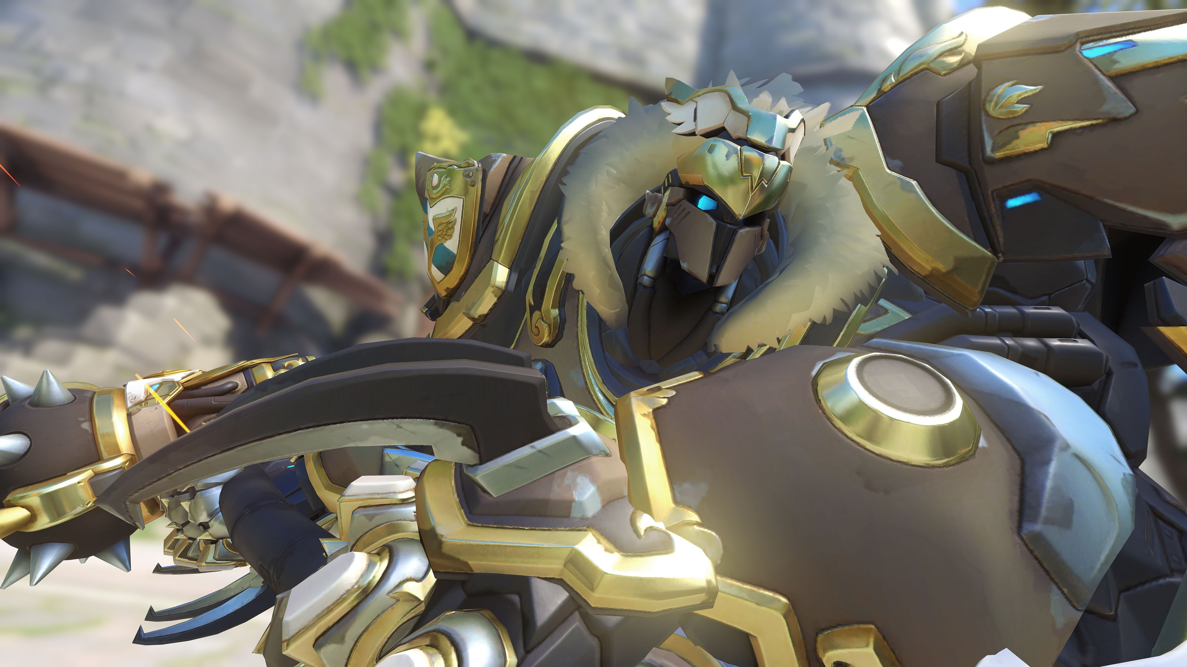 Reinhardt from Overwatch in a golden skin HD Wallpaper