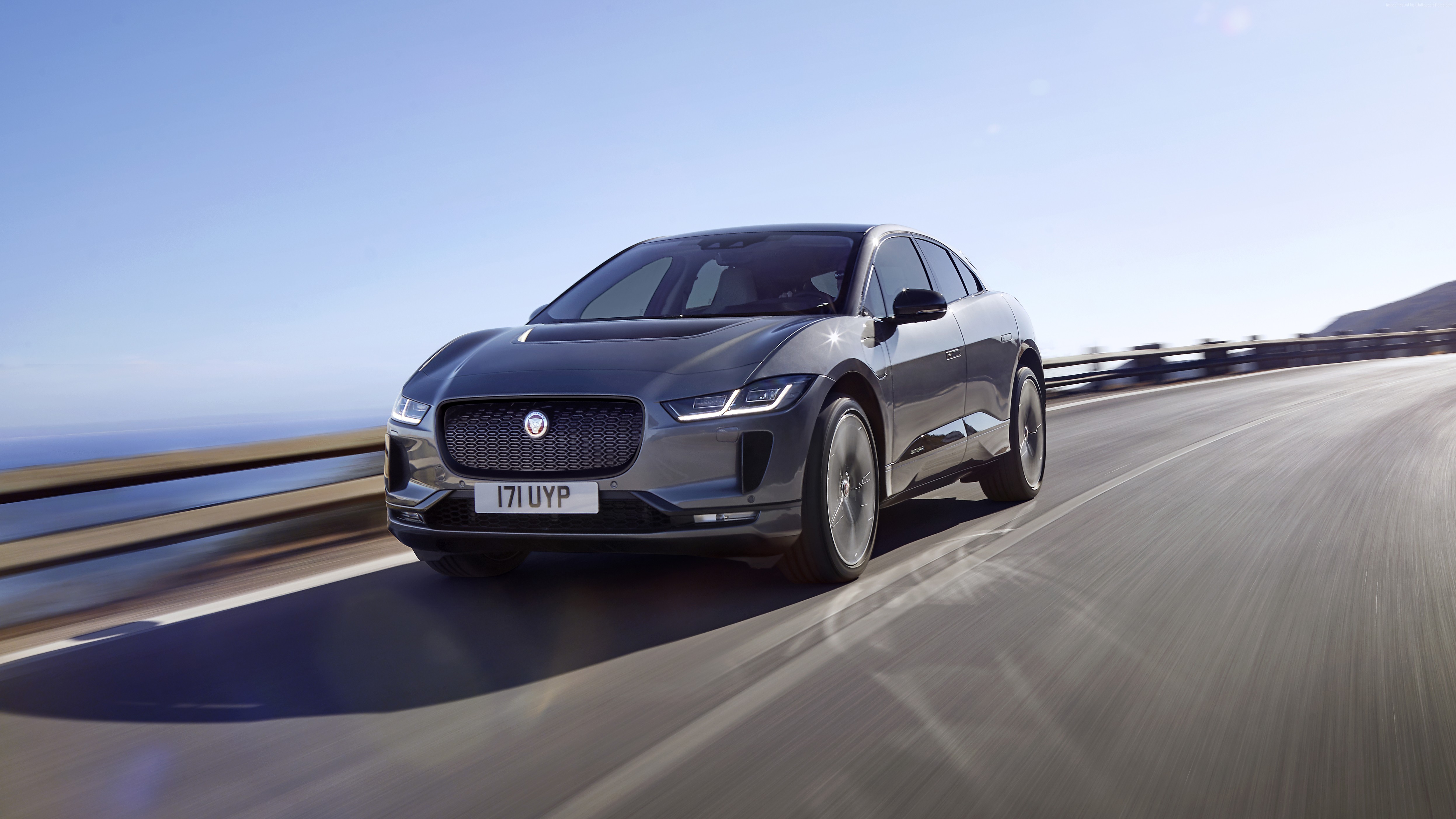 Jaguar I-Pace Electric Car on a Coastal Road HD Wallpaper