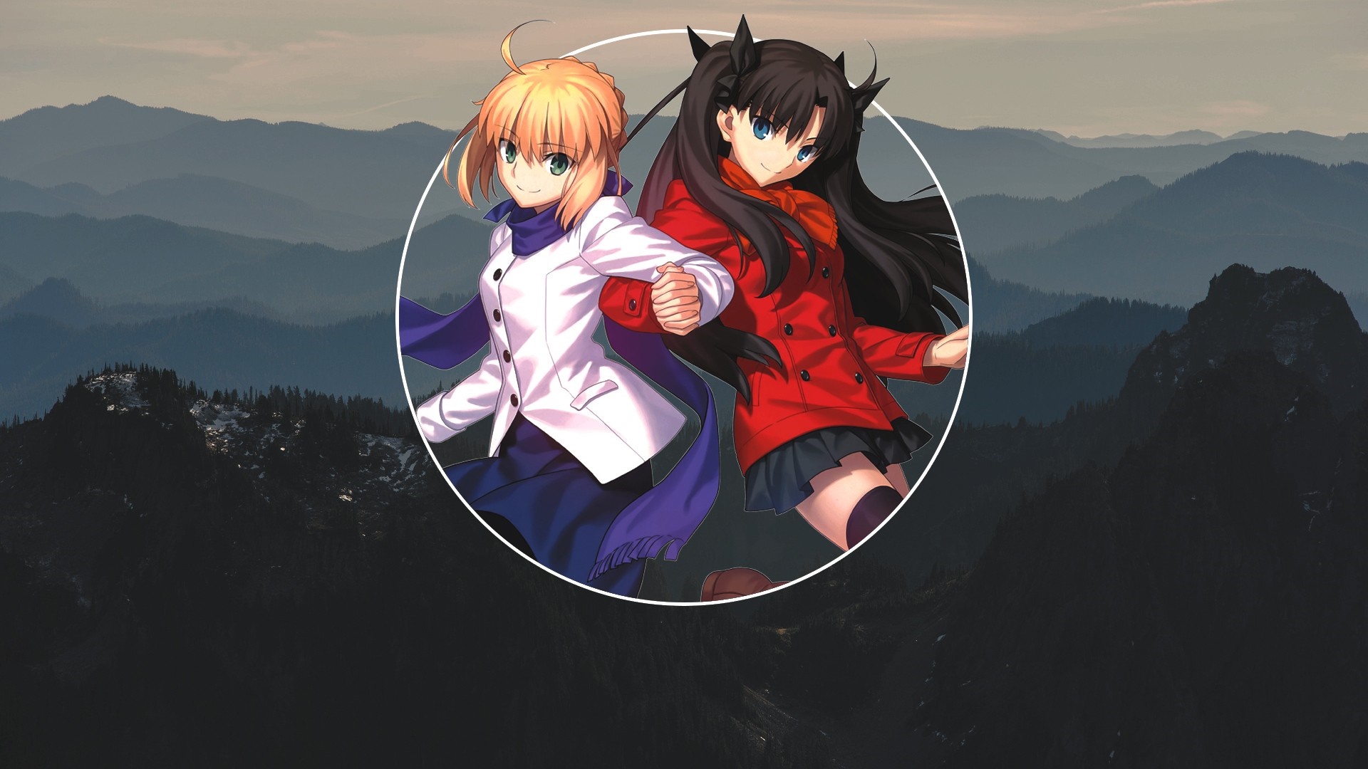 Saber and Tohsaka Rin from Fate Series HD Wallpaper
