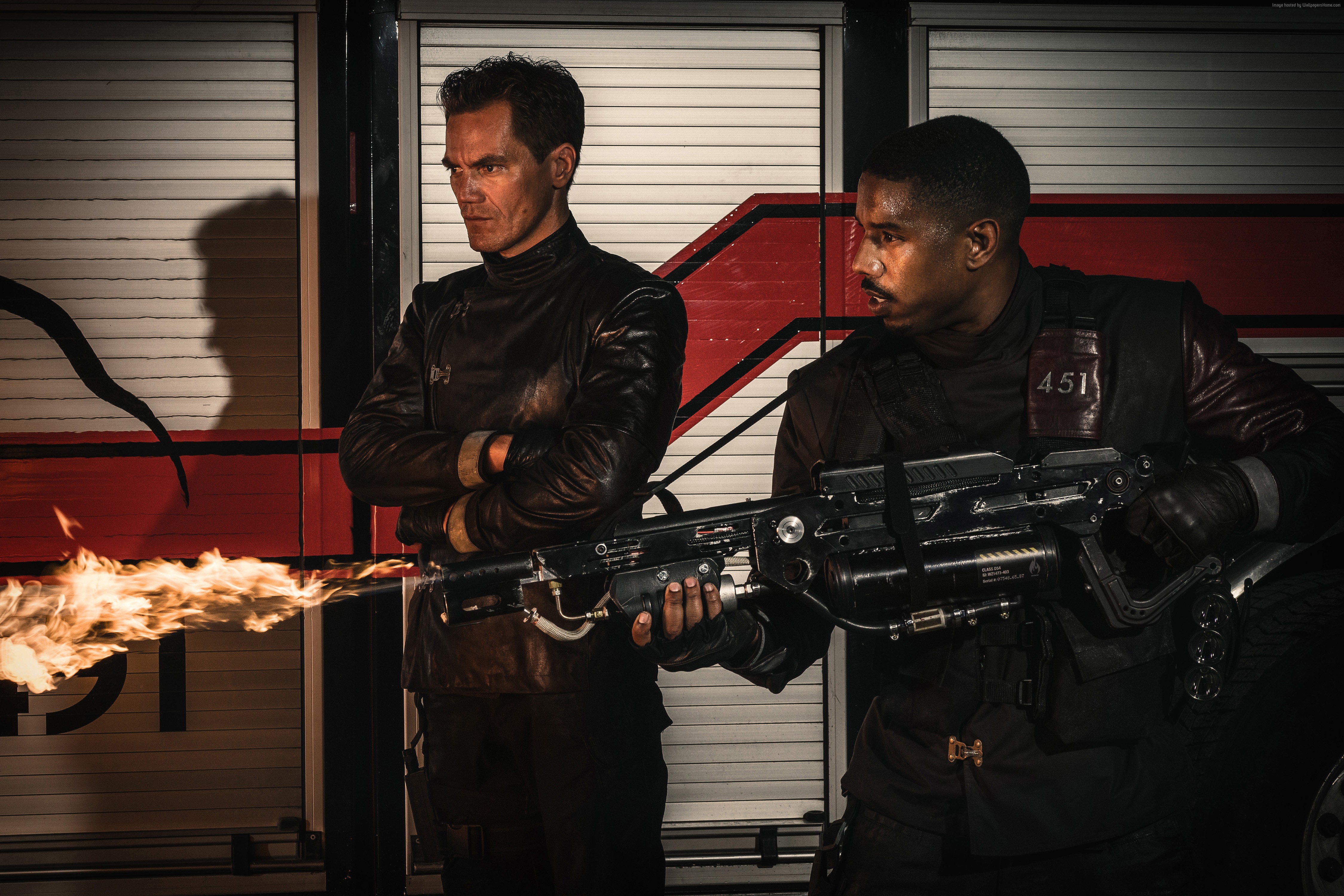 Michael Shannon and Michael B. Jordan in Fahrenheit 451 4K HD Wallpaper
