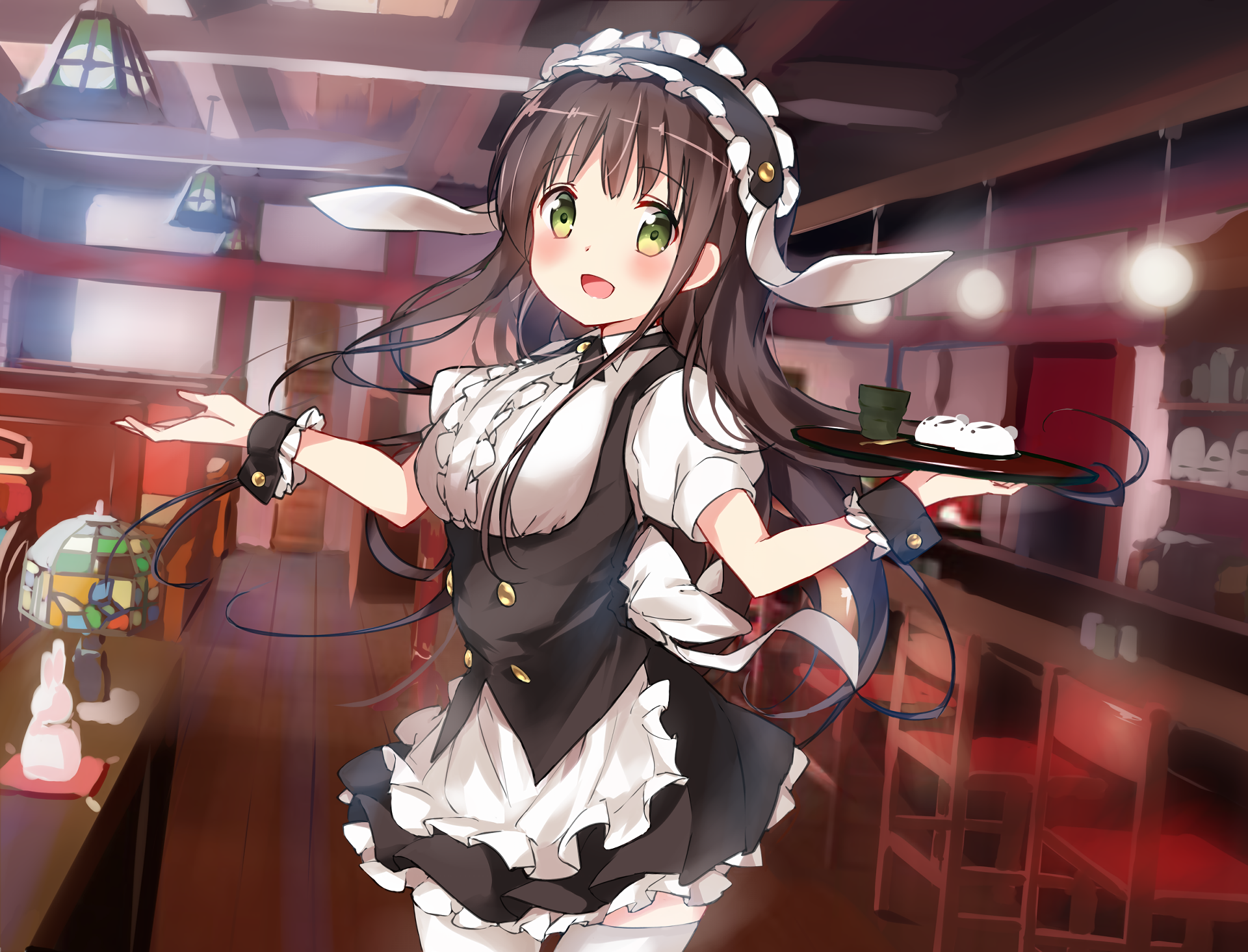 Kafuu Chino from Gochuumon wa Usagi Desu ka serving drinks HD Wallpaper
