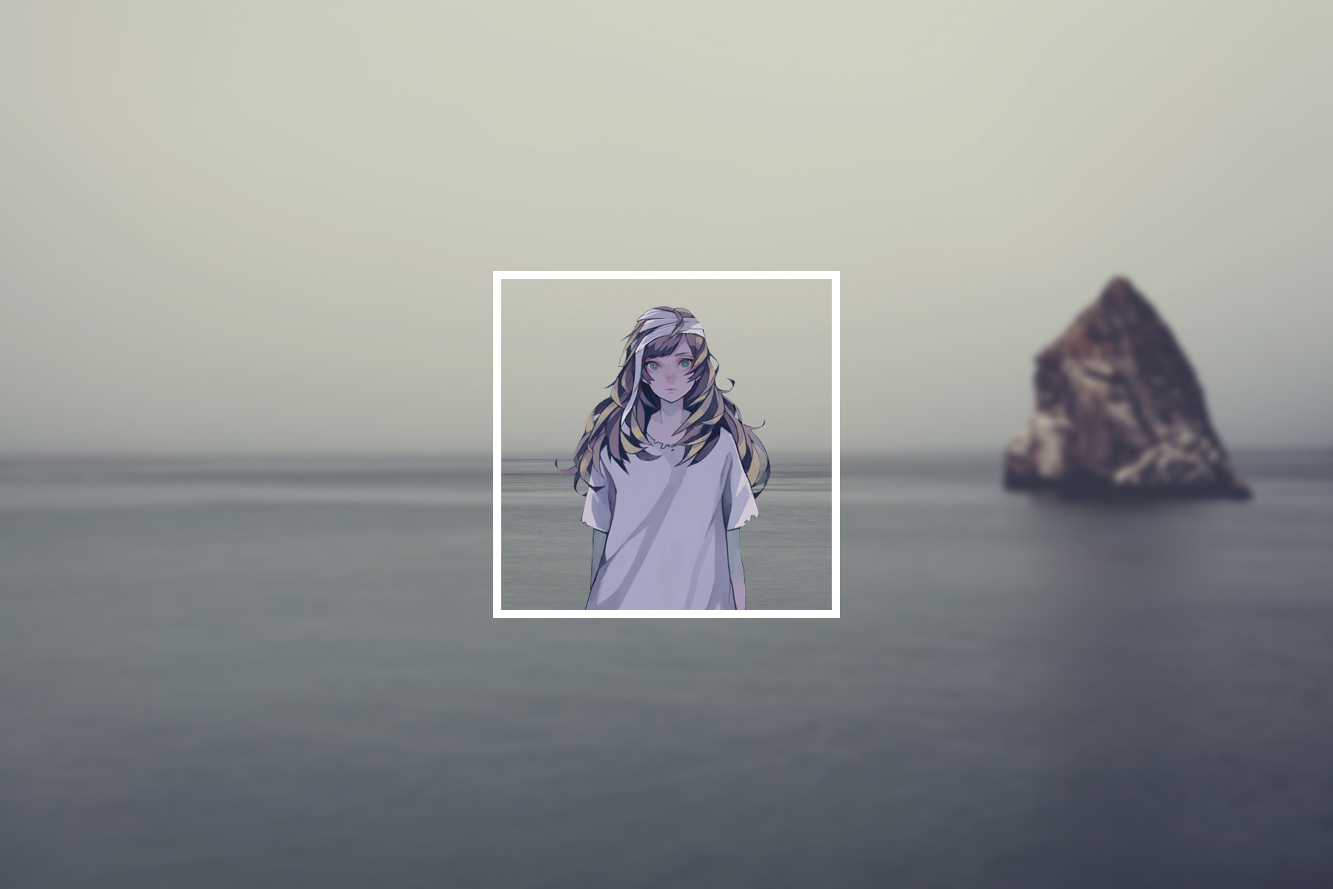 Anime girl in a white shirt by the sea HD Wallpaper