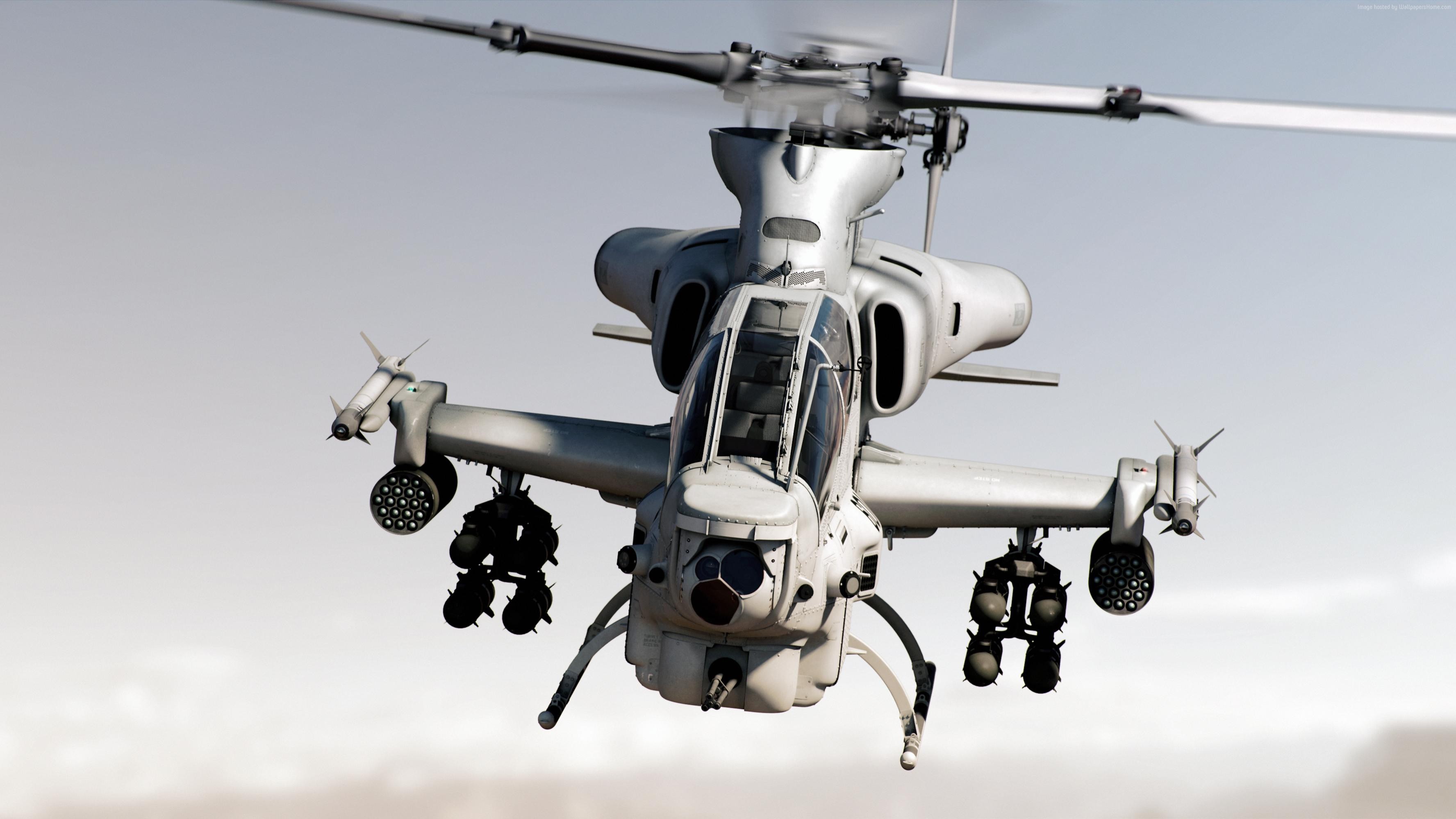 Bell AH-1Z Viper attack helicopter in flight HD Wallpaper