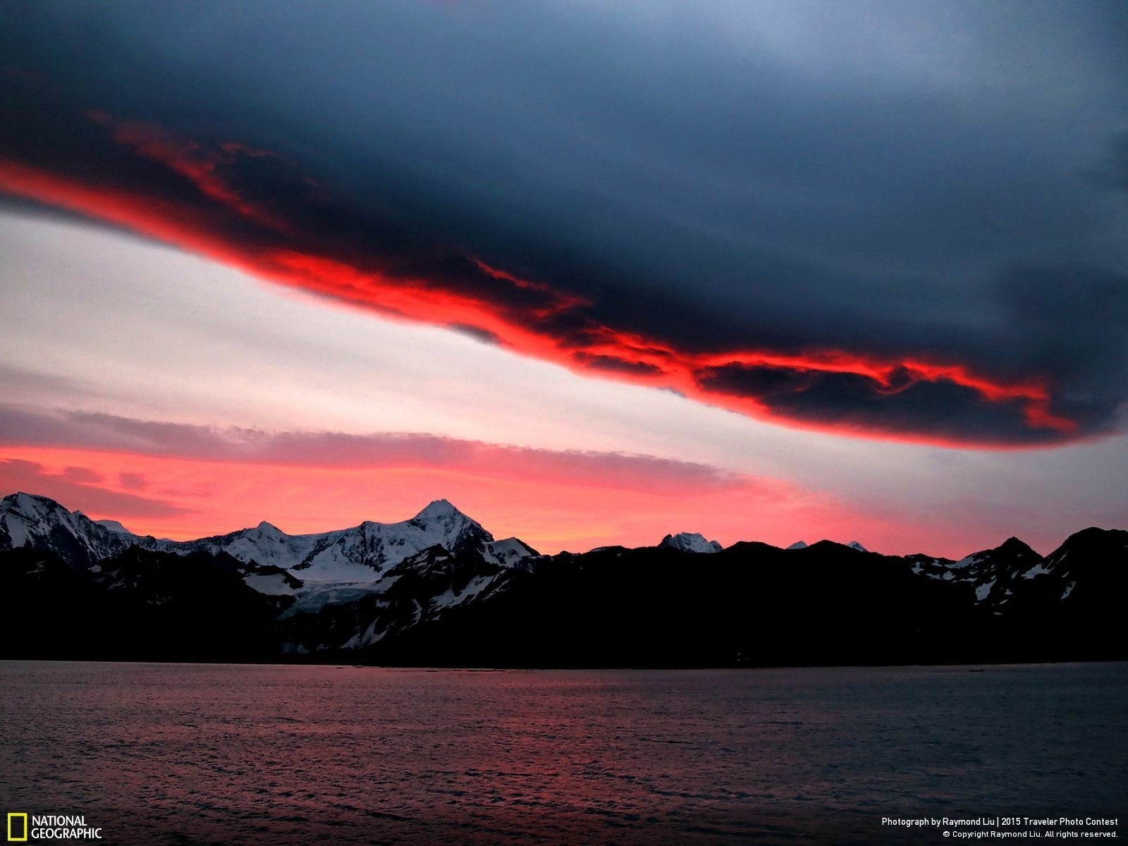 Sunset over mountains and sea HD Wallpaper