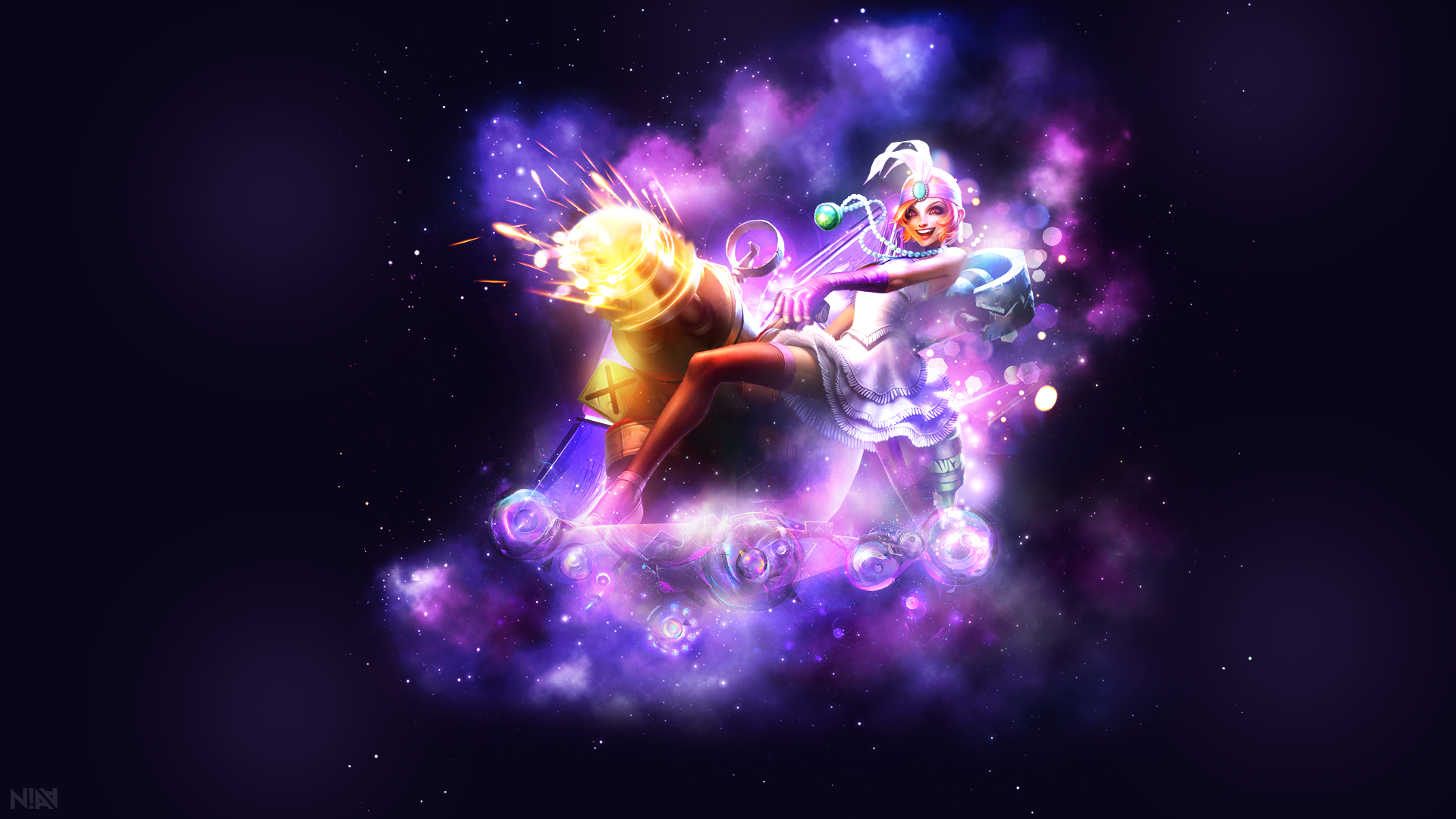 Jinx from League of Legends in a galaxy HD Wallpaper