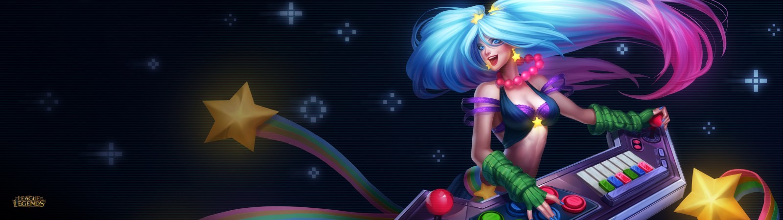Sona from League of Legends with arcade theme HD Wallpaper