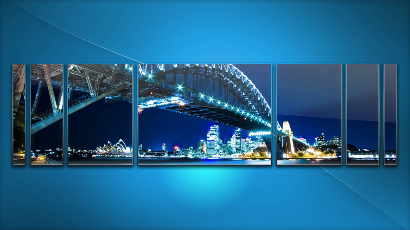 Sydney Harbour Bridge and Opera House at Night HD Wallpaper