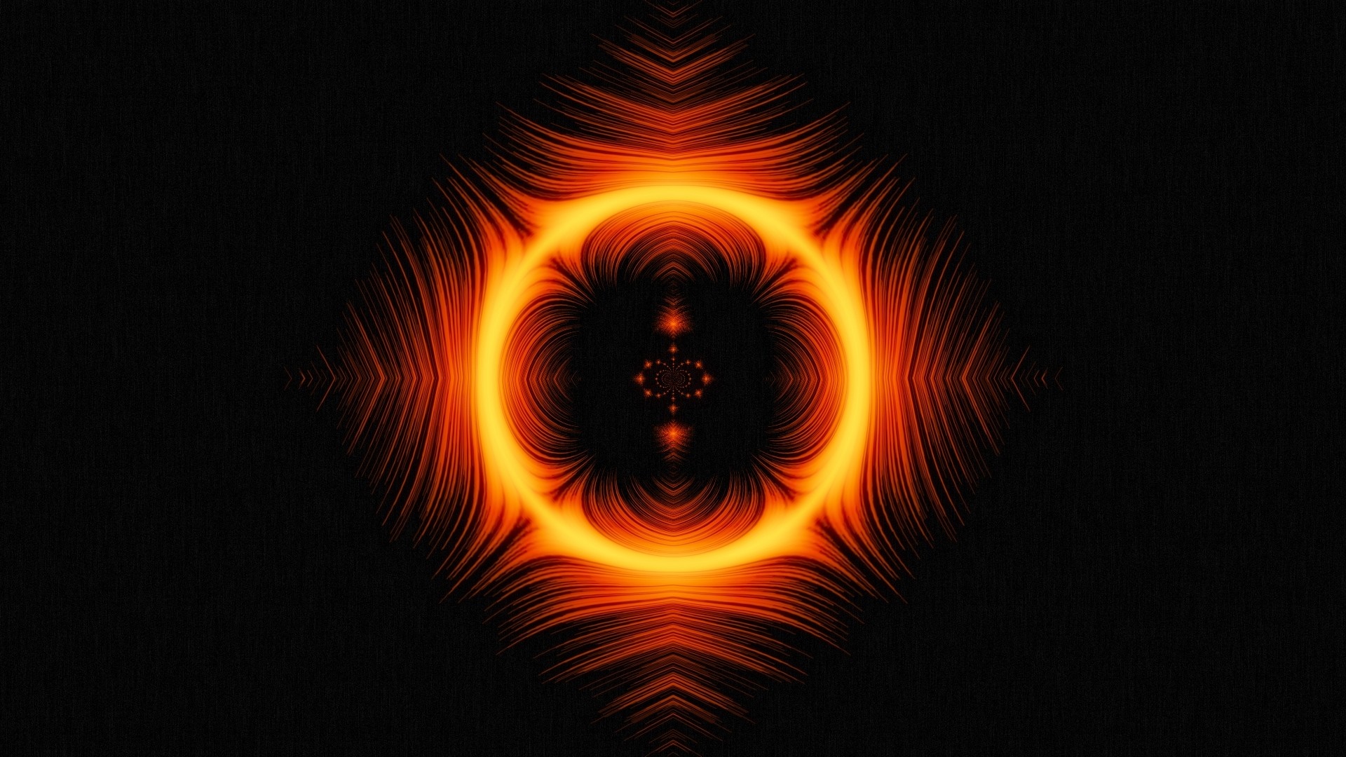 Abstract orange glowing circle with fractal patterns HD Wallpaper