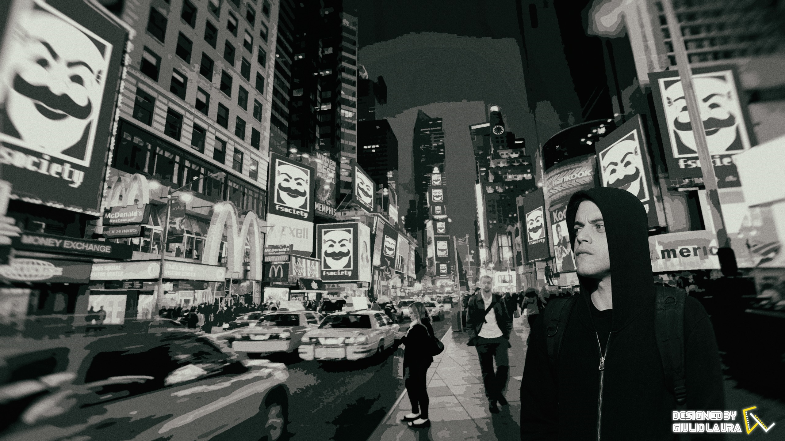 Elliot Alderson from Mr. Robot in Times Square HD Wallpaper