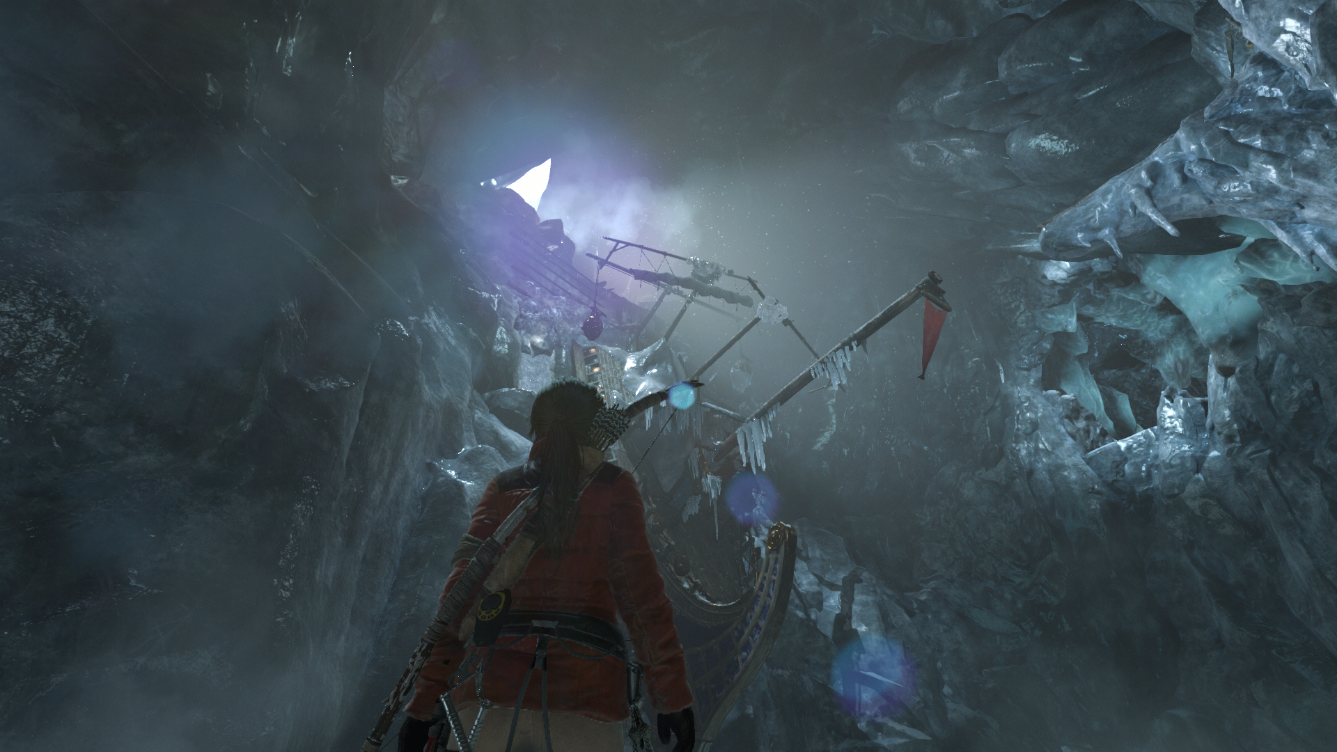 Lara Croft from Rise of the Tomb Raider in an ice cave HD Wallpaper