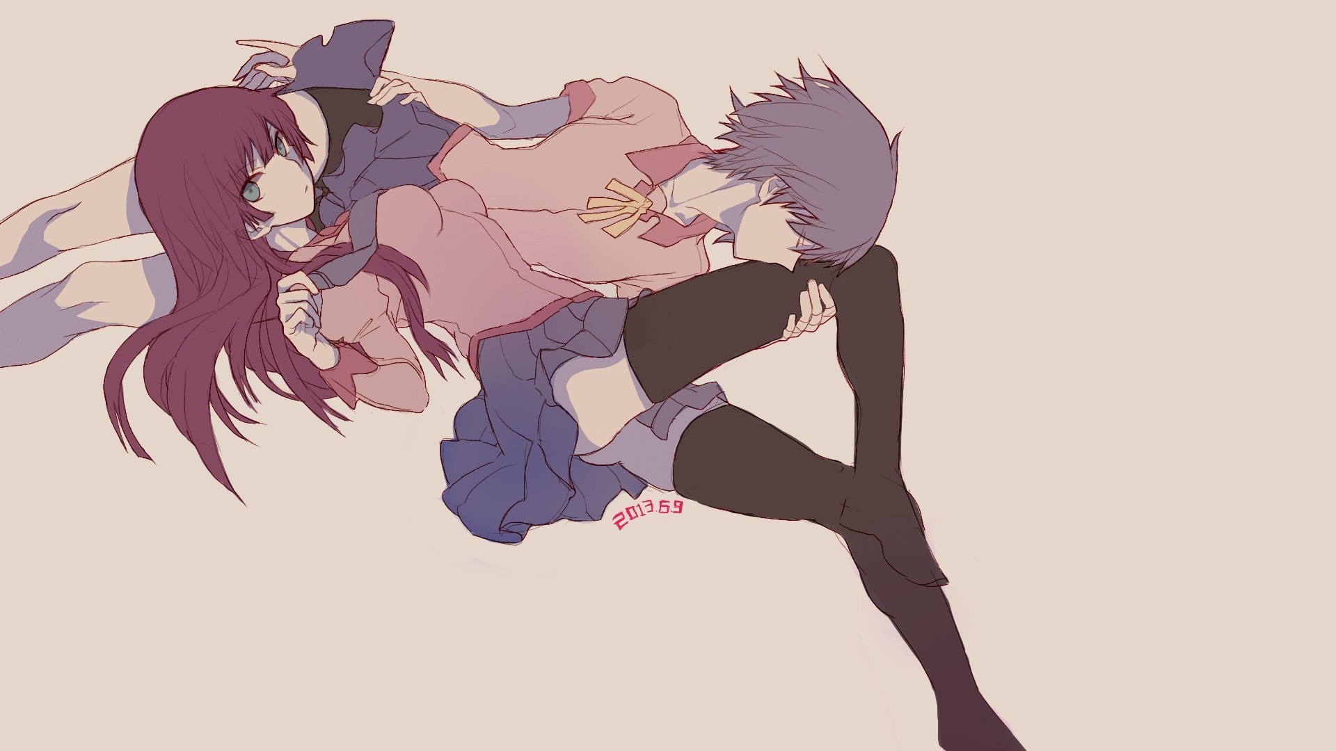 Senjougahara Hitagi and Kanbaru Suruga from Monogatari Series HD Wallpaper