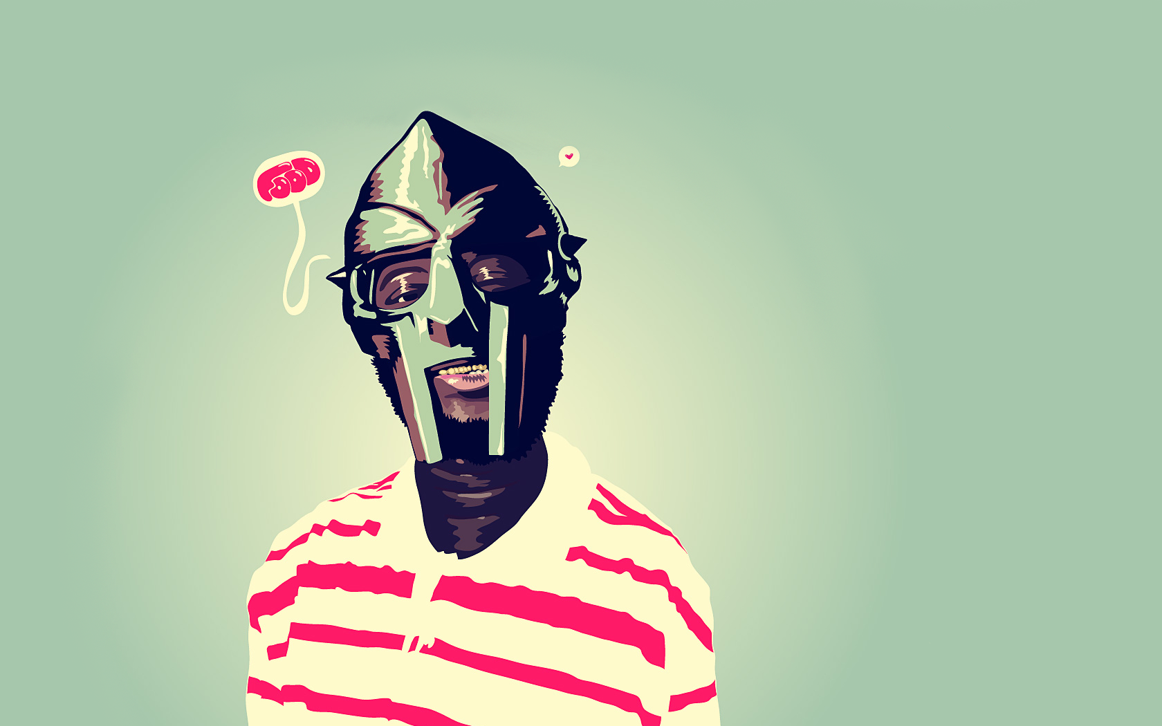 MF DOOM illustration with brain graphic HD Wallpaper