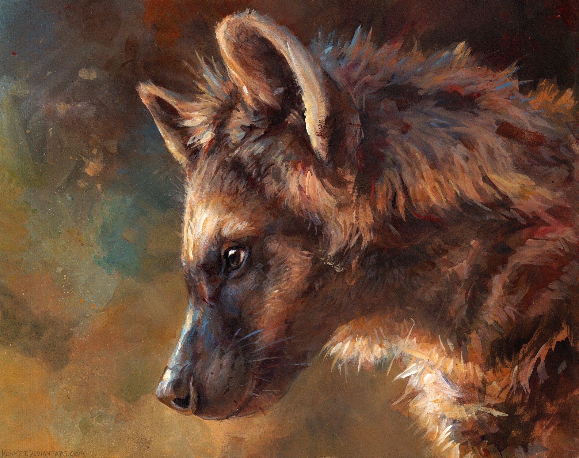 Digital painting of a hyena's head HD Wallpaper