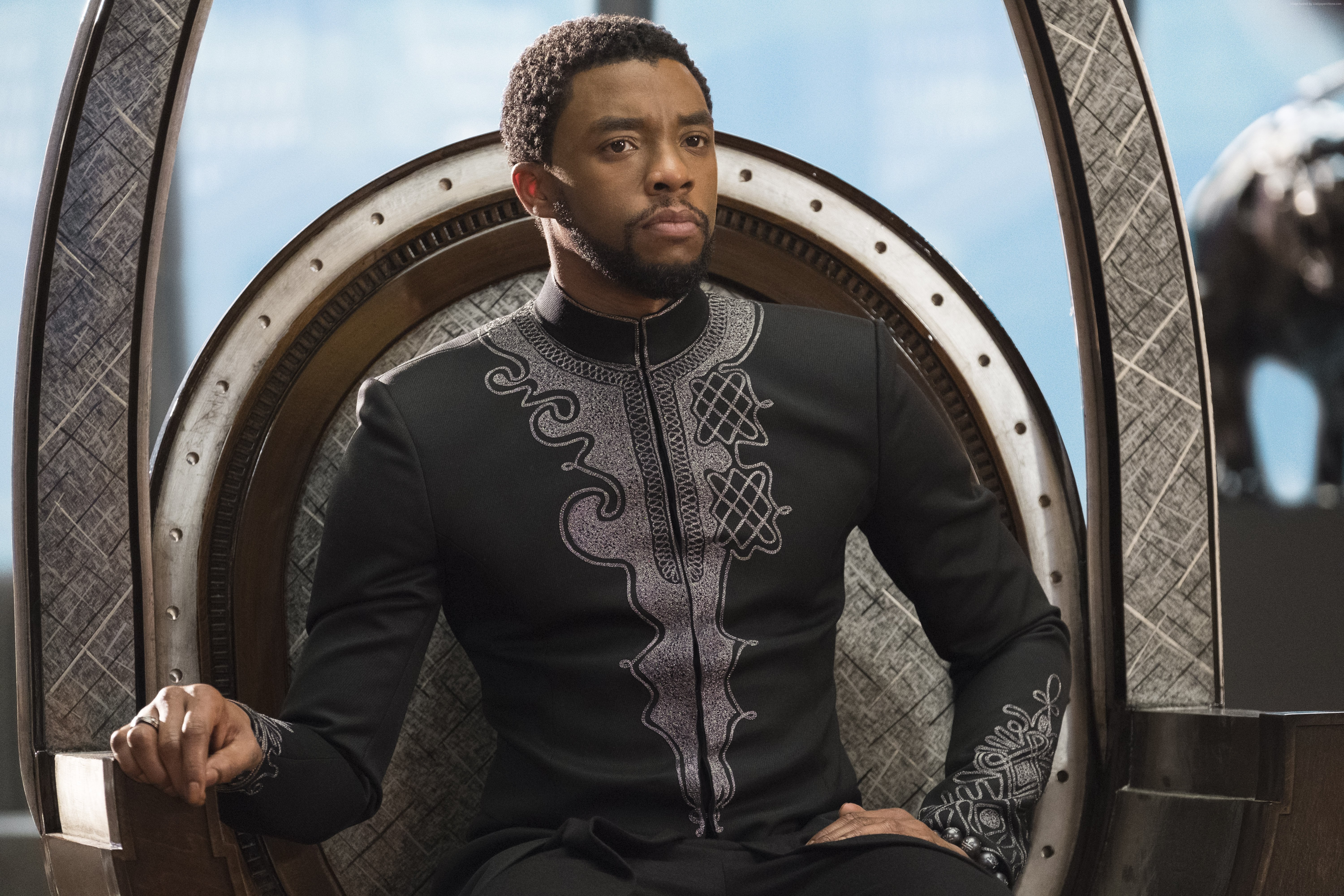 Chadwick Boseman as Black Panther in throne HD Wallpaper