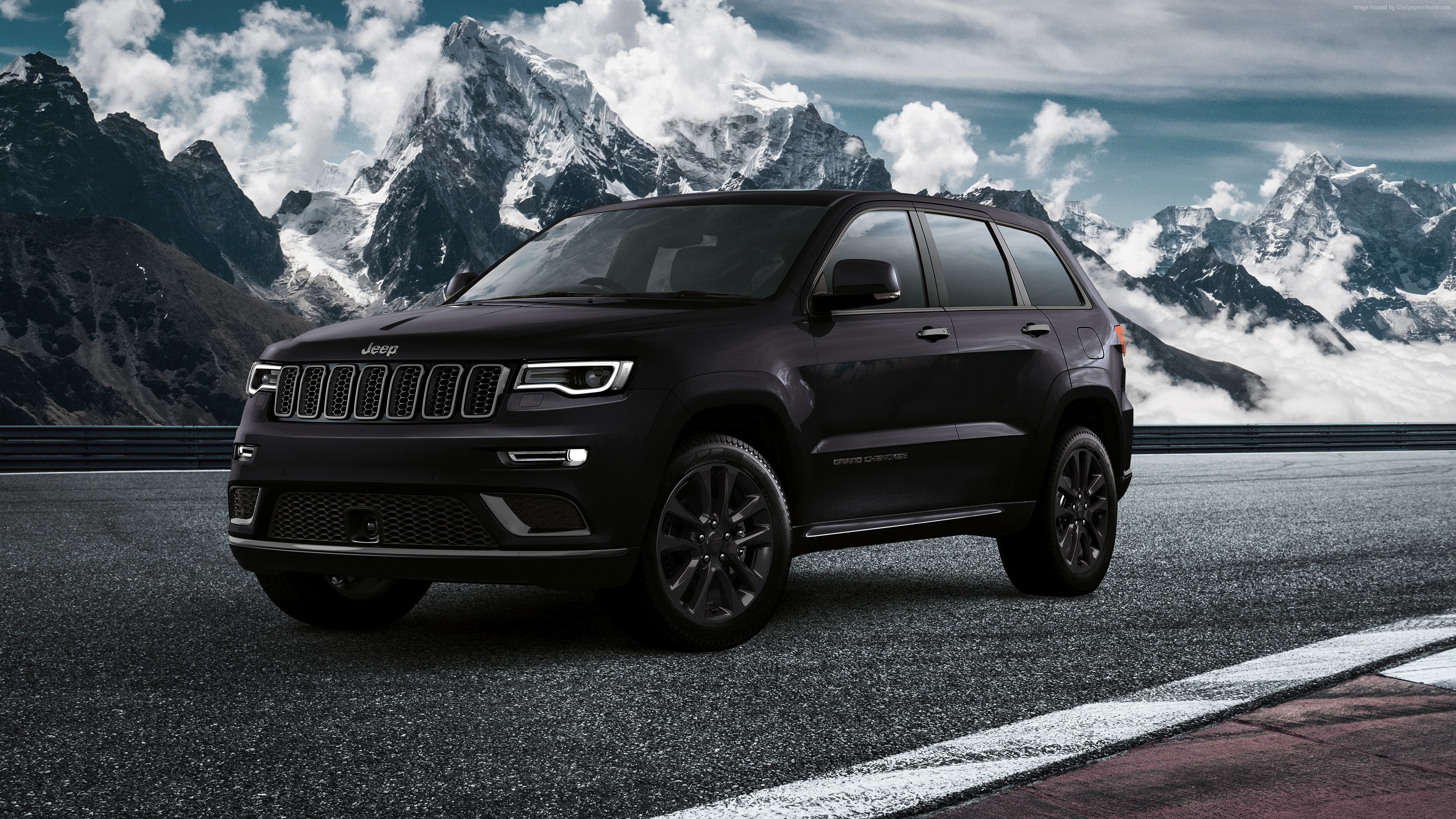 Black Jeep Grand Cherokee S in mountains HD Wallpaper