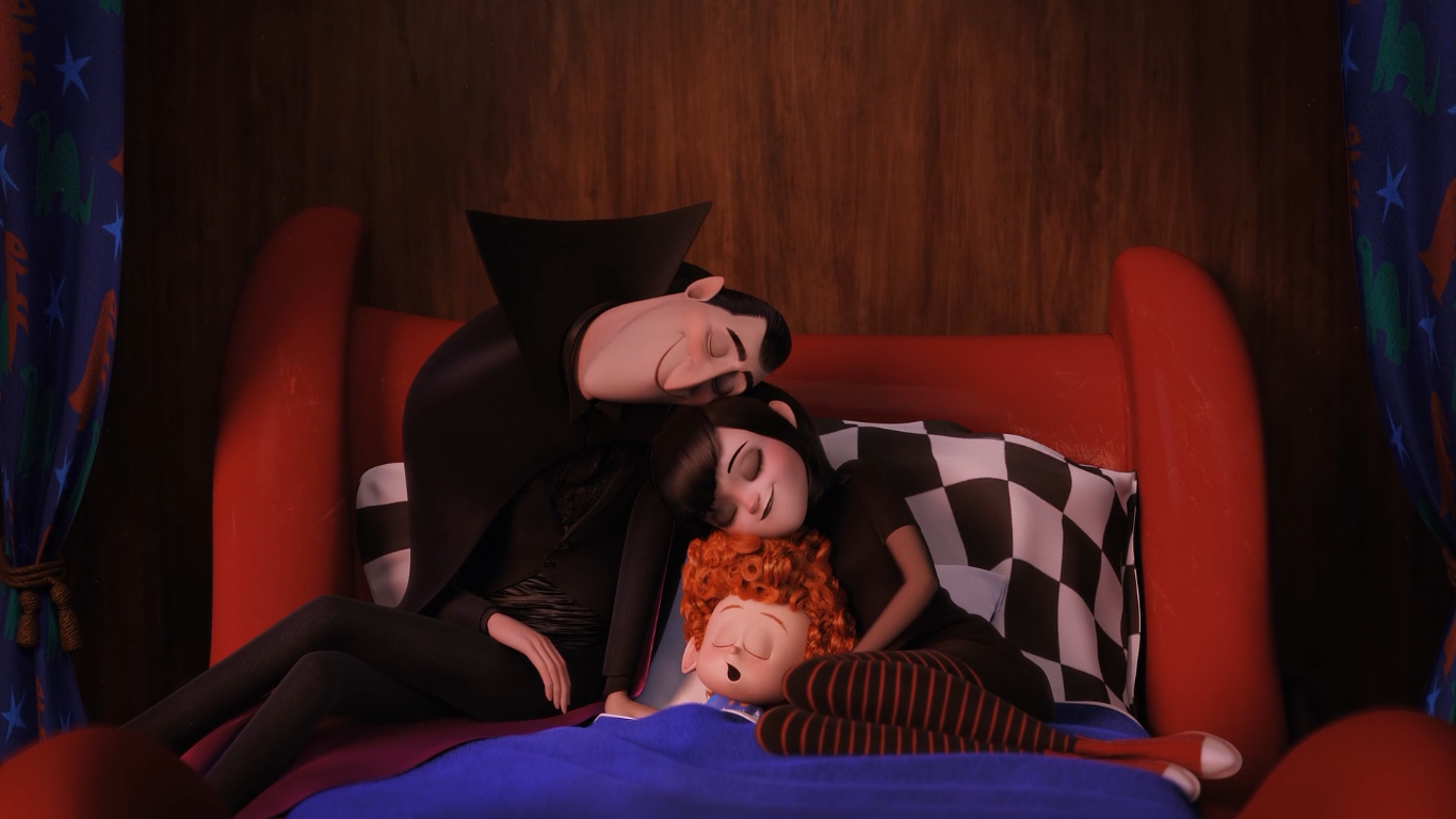 Dracula, Mavis, and Dennis from Hotel Transylvania sleeping HD Wallpaper
