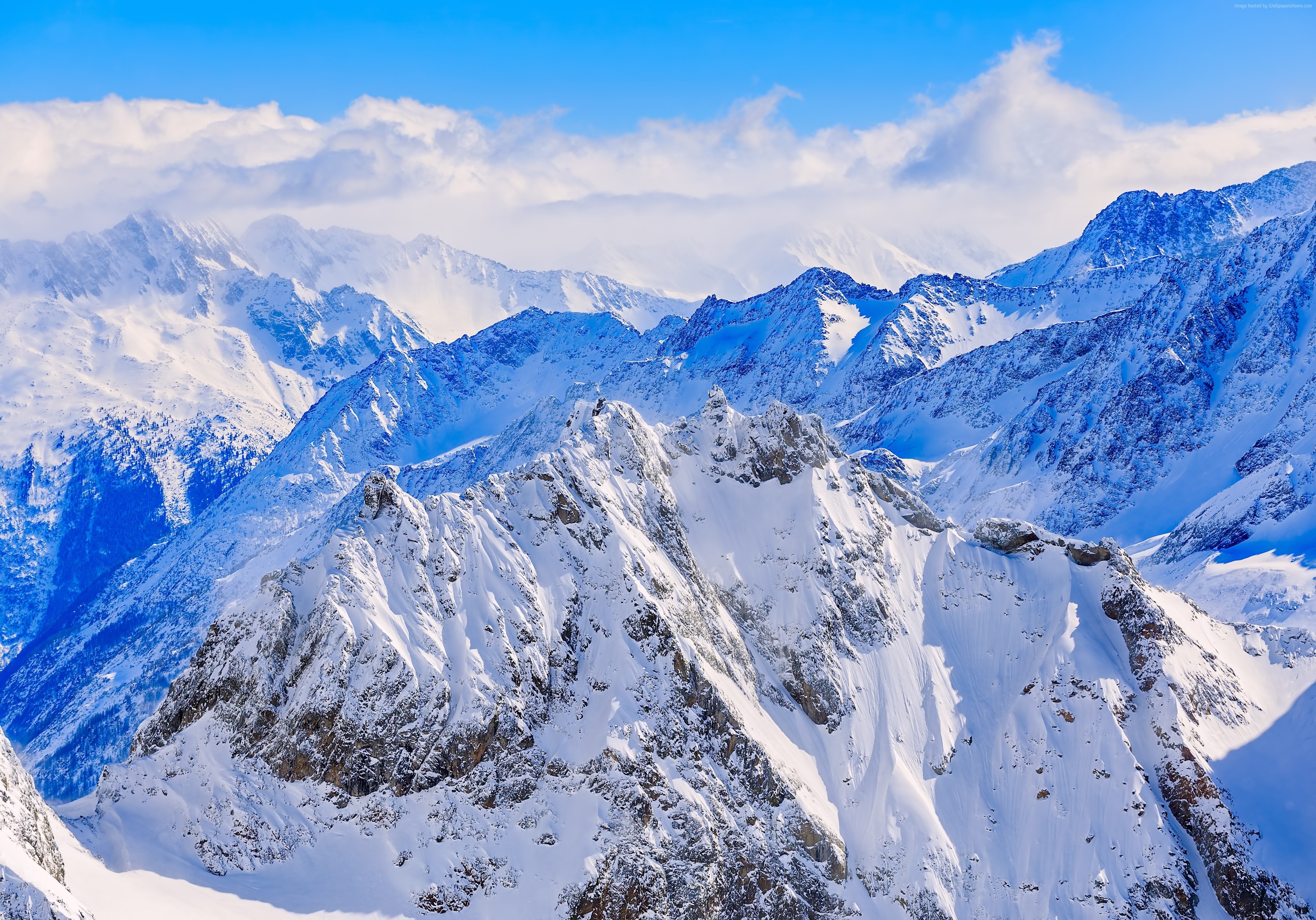 Snowy Alps Mountains in Switzerland 4K HD Wallpaper