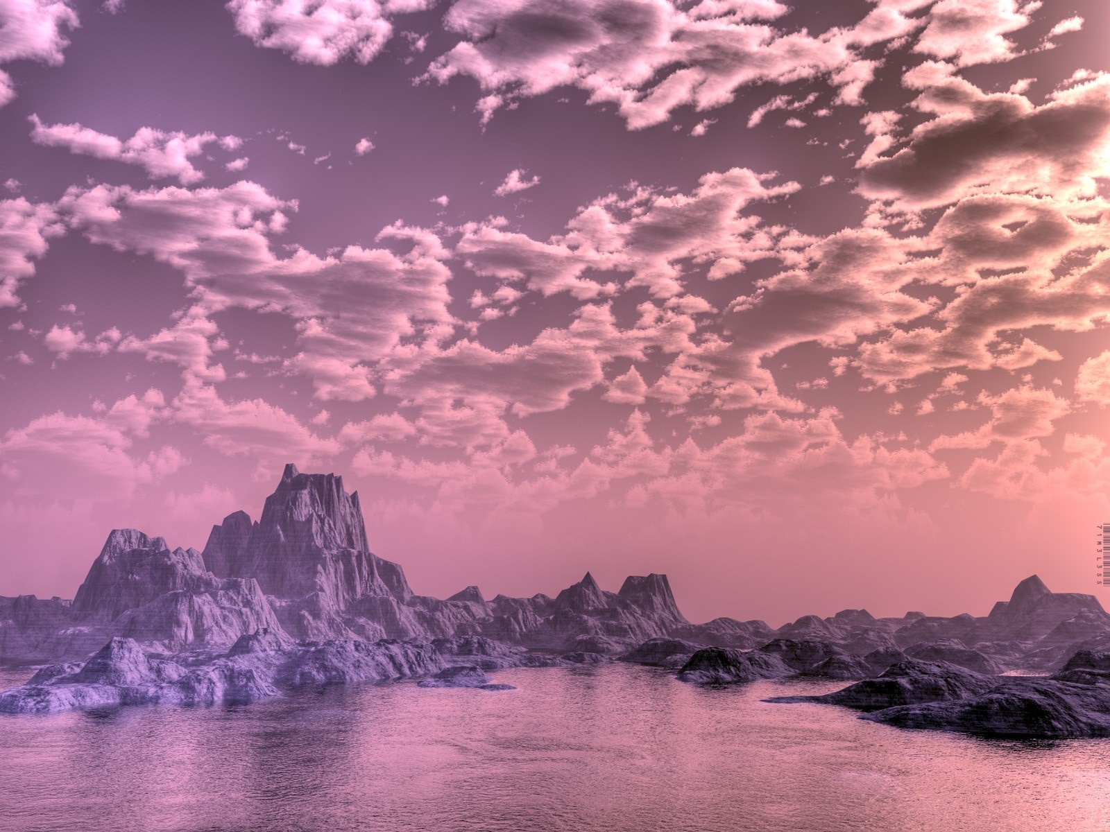 Rocky coast with water and clouds at sunset HD Wallpaper