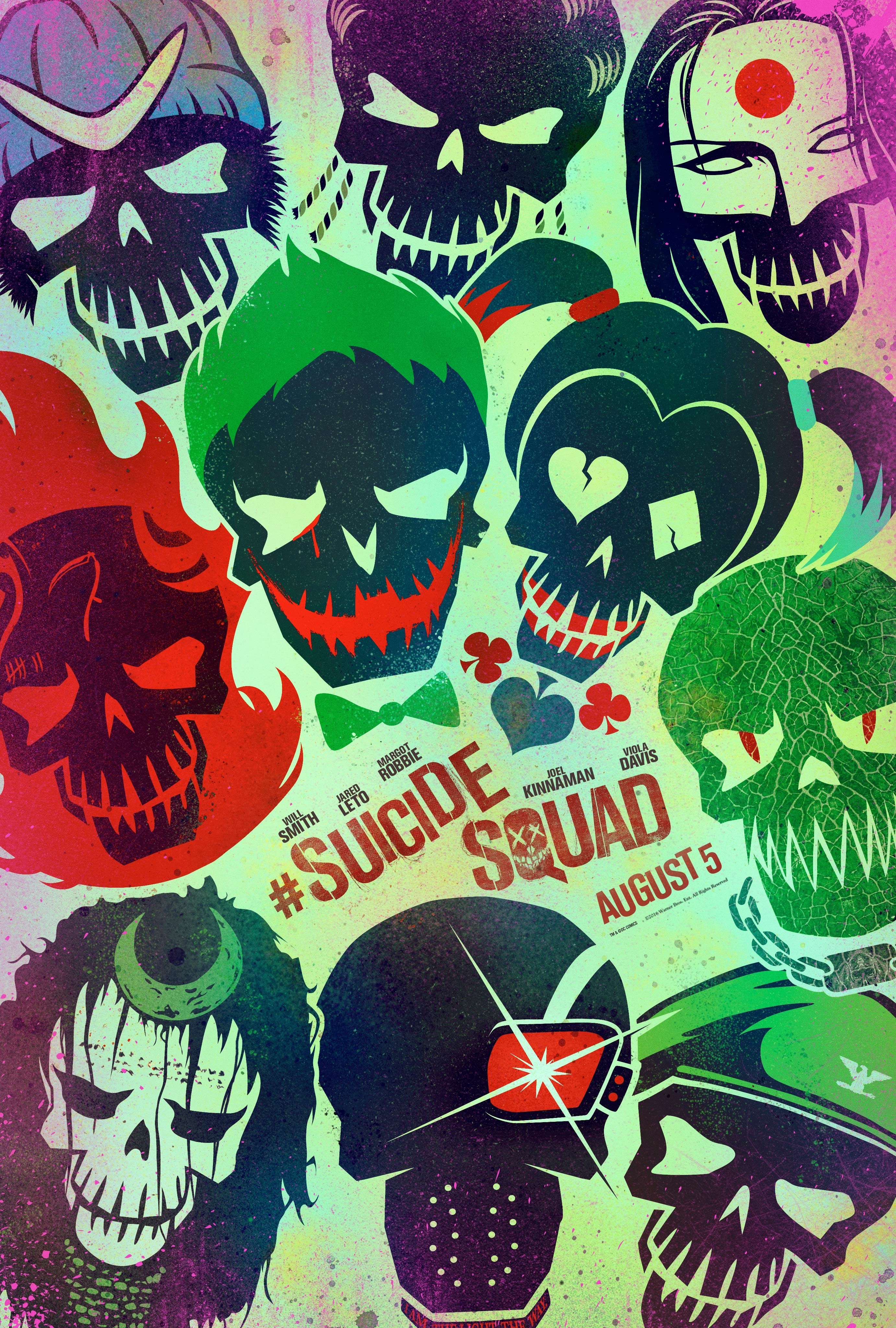 Suicide Squad movie poster with character skulls HD Wallpaper