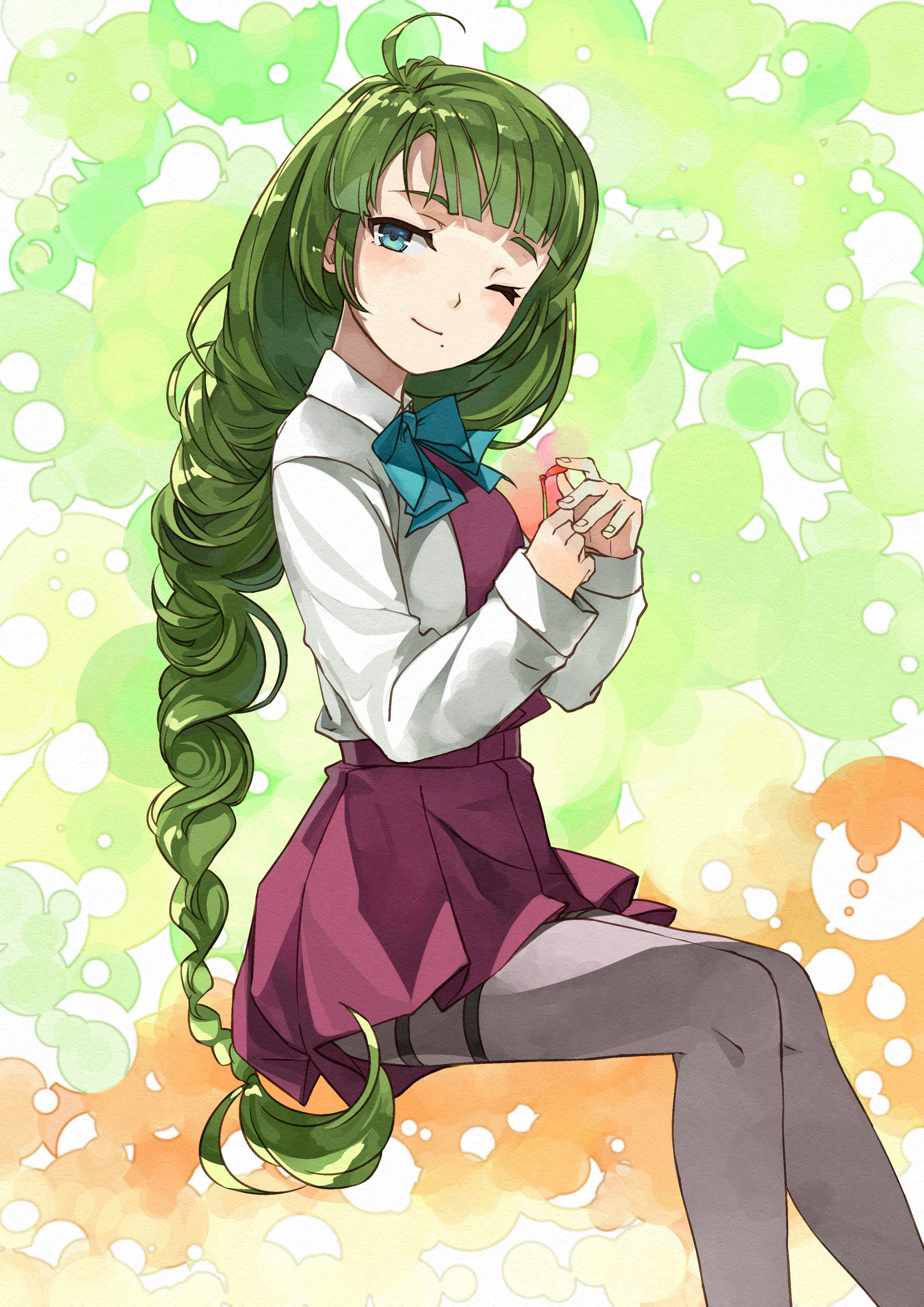 Yuugumo from Kantai Collection with green hair HD Wallpaper