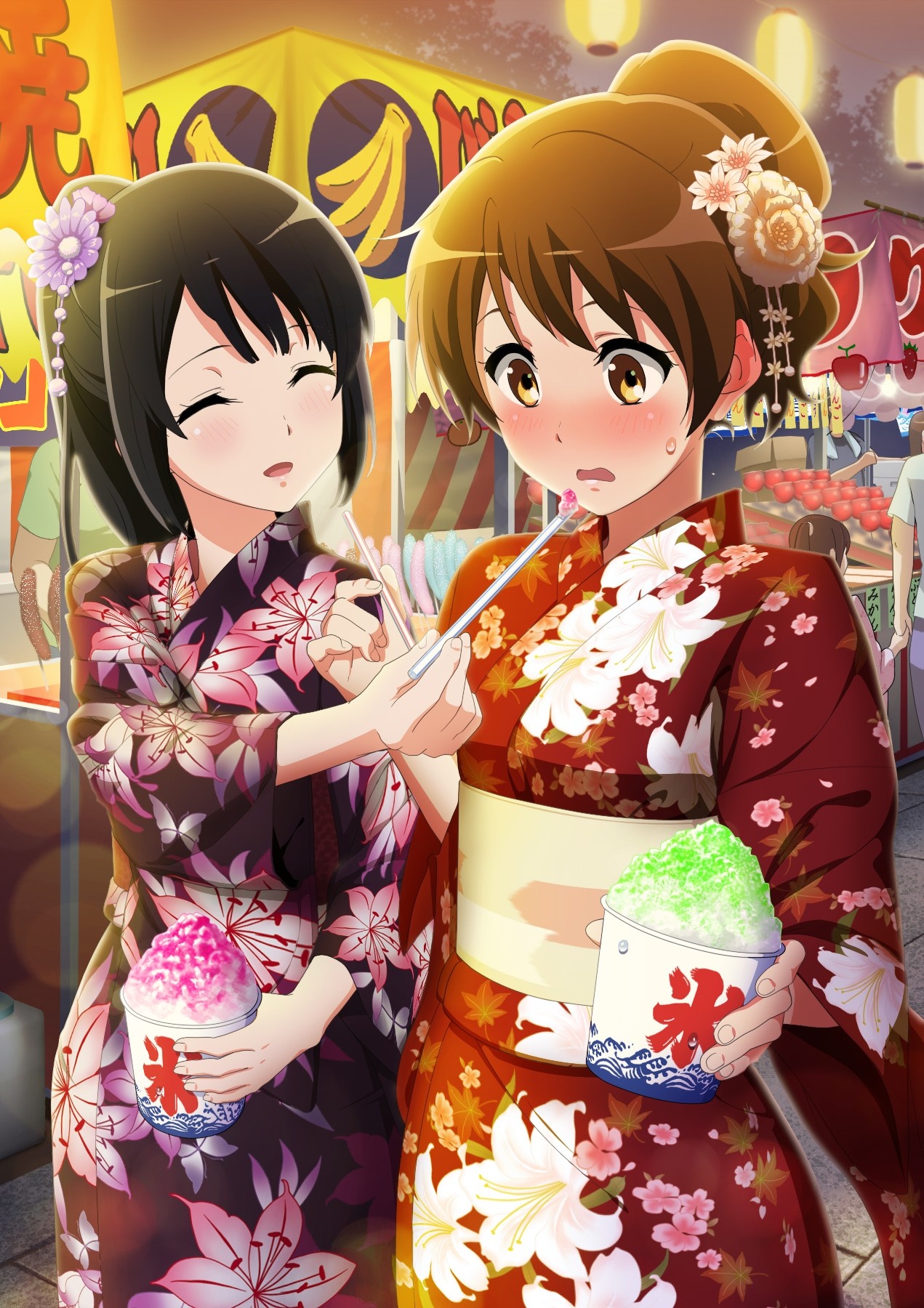 Kumiko Oumae and Reina Kousaka from Hibike! Euphonium eating shaved ice HD Wallpaper