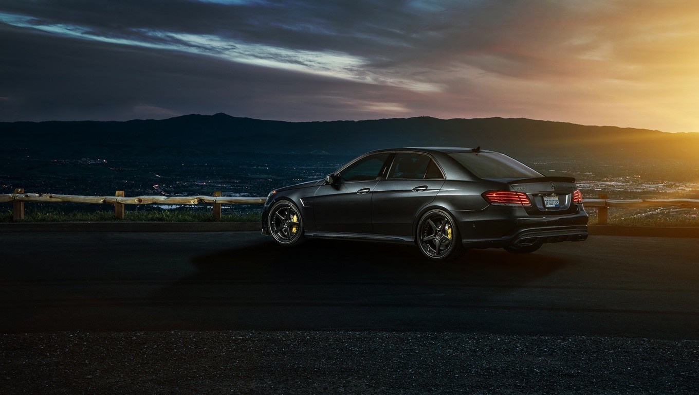 Mercedes-Benz E-Class Sedan on a Scenic Overlook HD Wallpaper