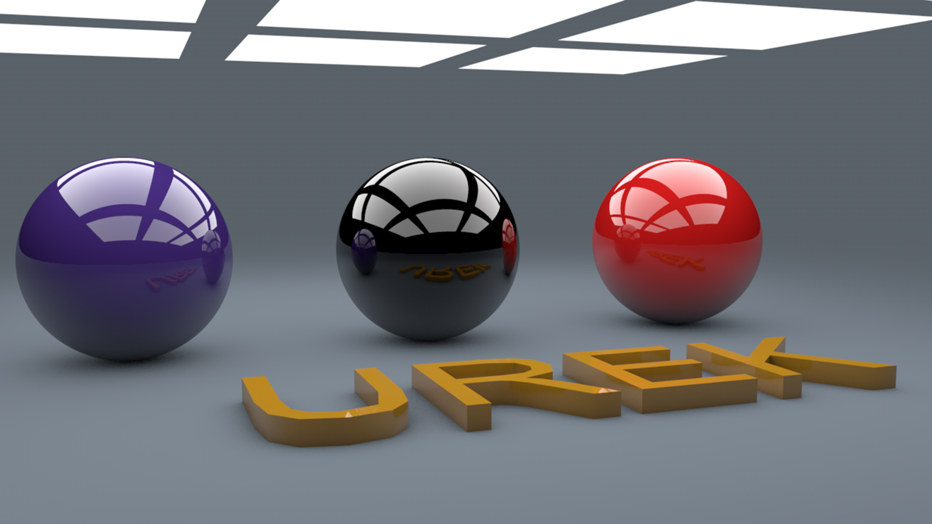 Three spheres and the word UREK HD Wallpaper