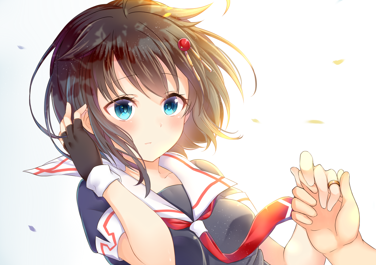 Shigure from KanColle holding hands HD Wallpaper