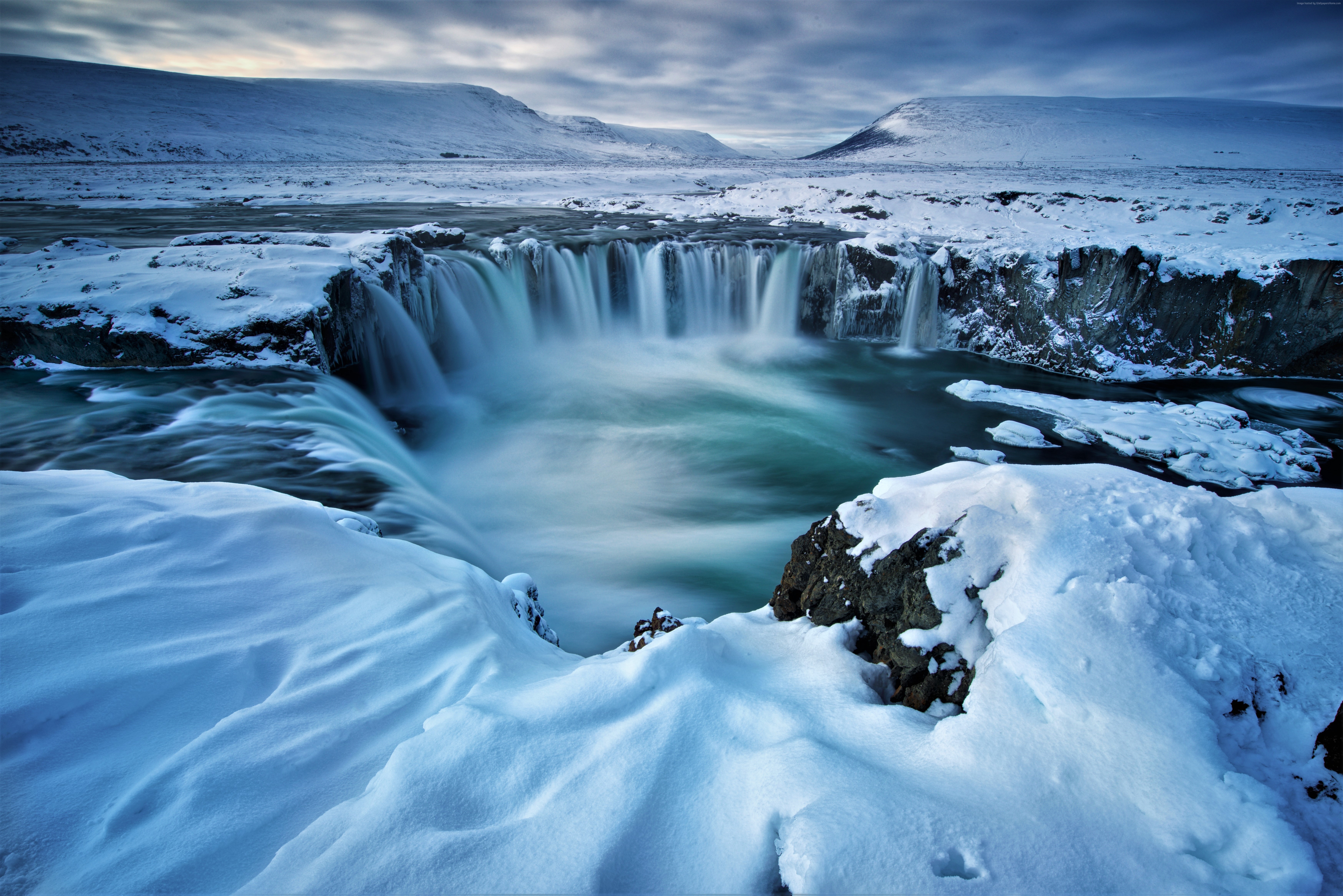 Godafoss Waterfall in Iceland during Winter HD Wallpaper