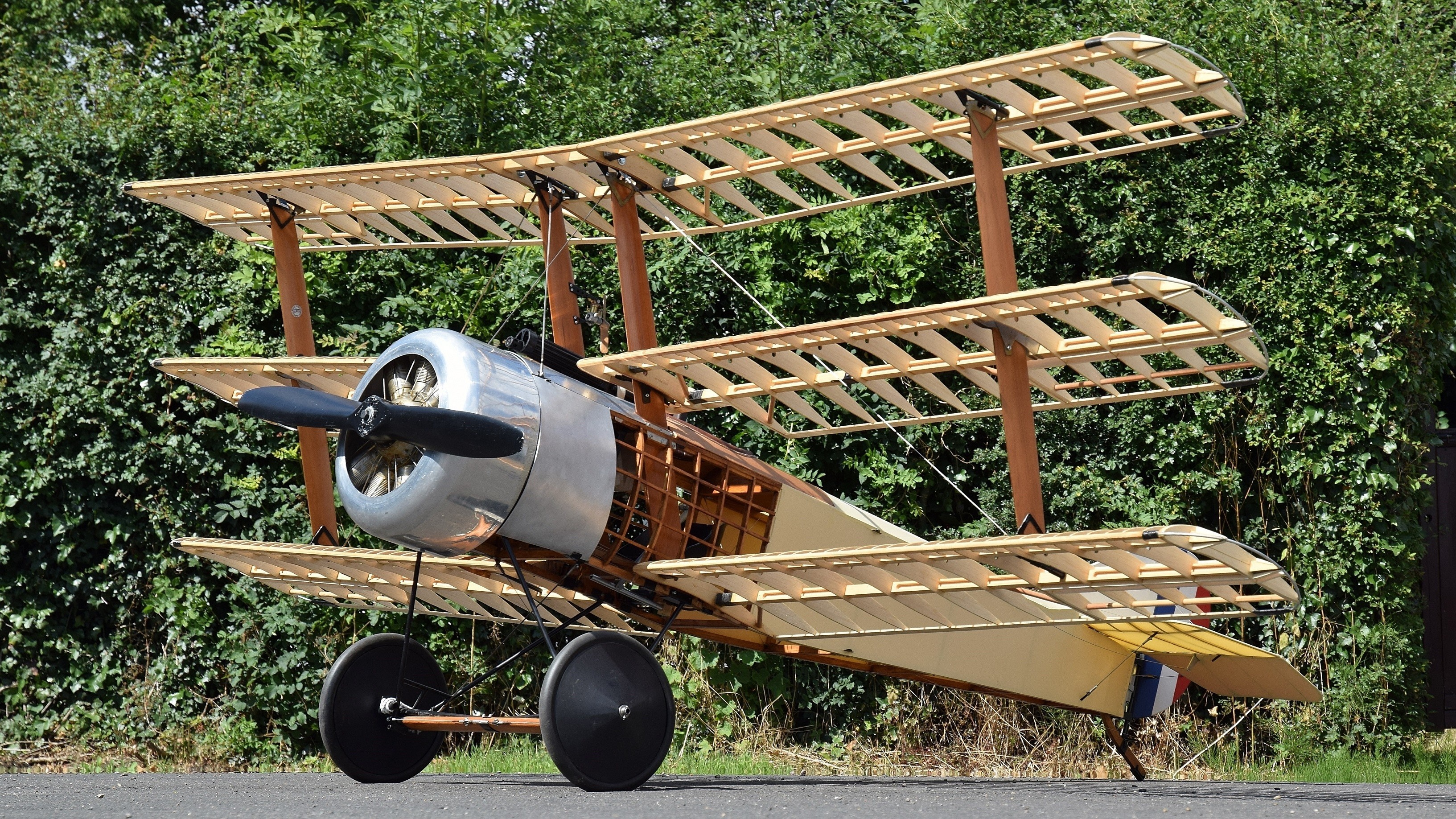 Sopwith Triplane model aircraft with wooden wings HD Wallpaper