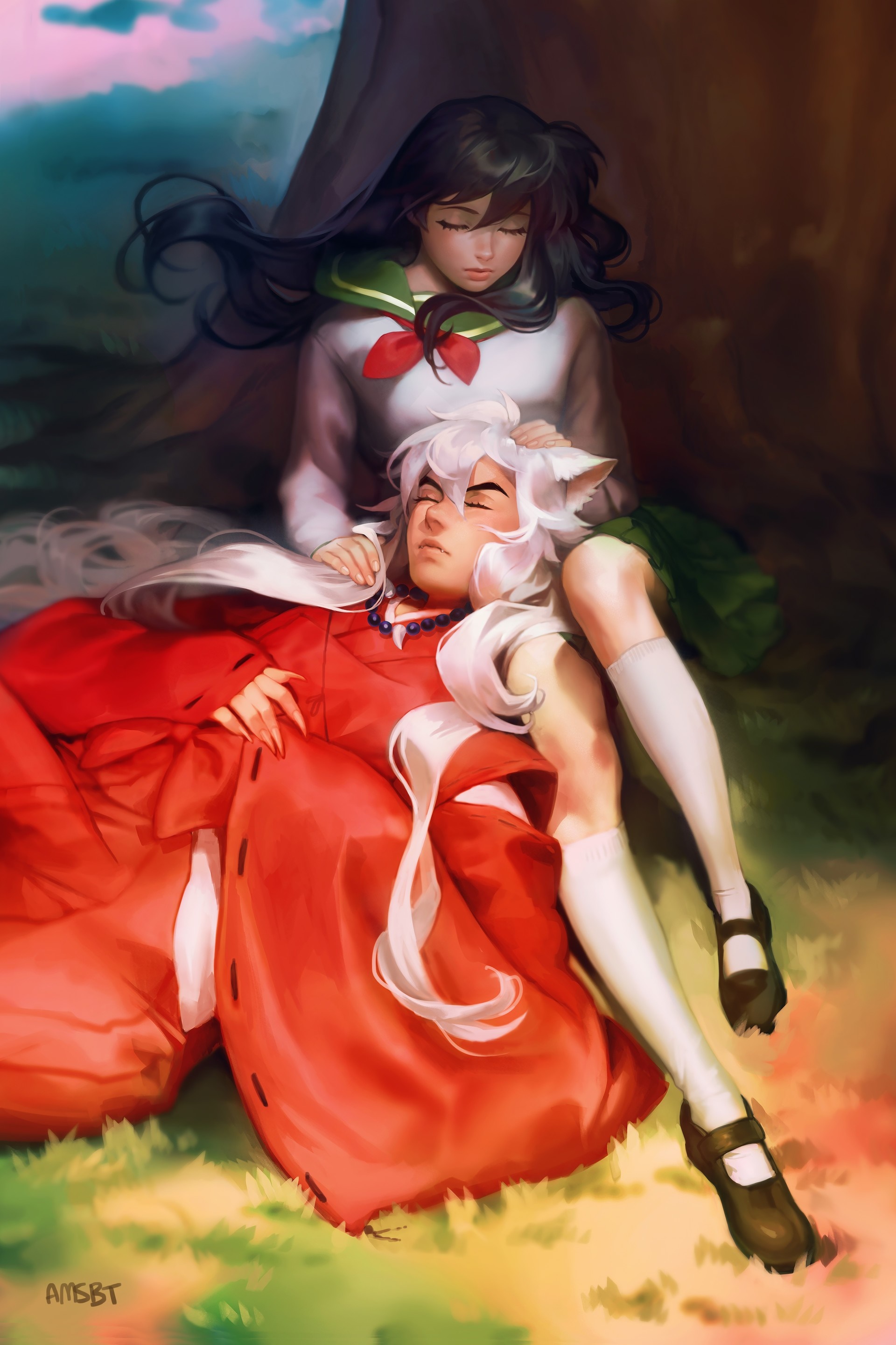 Kagome and Inuyasha from Inuyasha resting HD Wallpaper