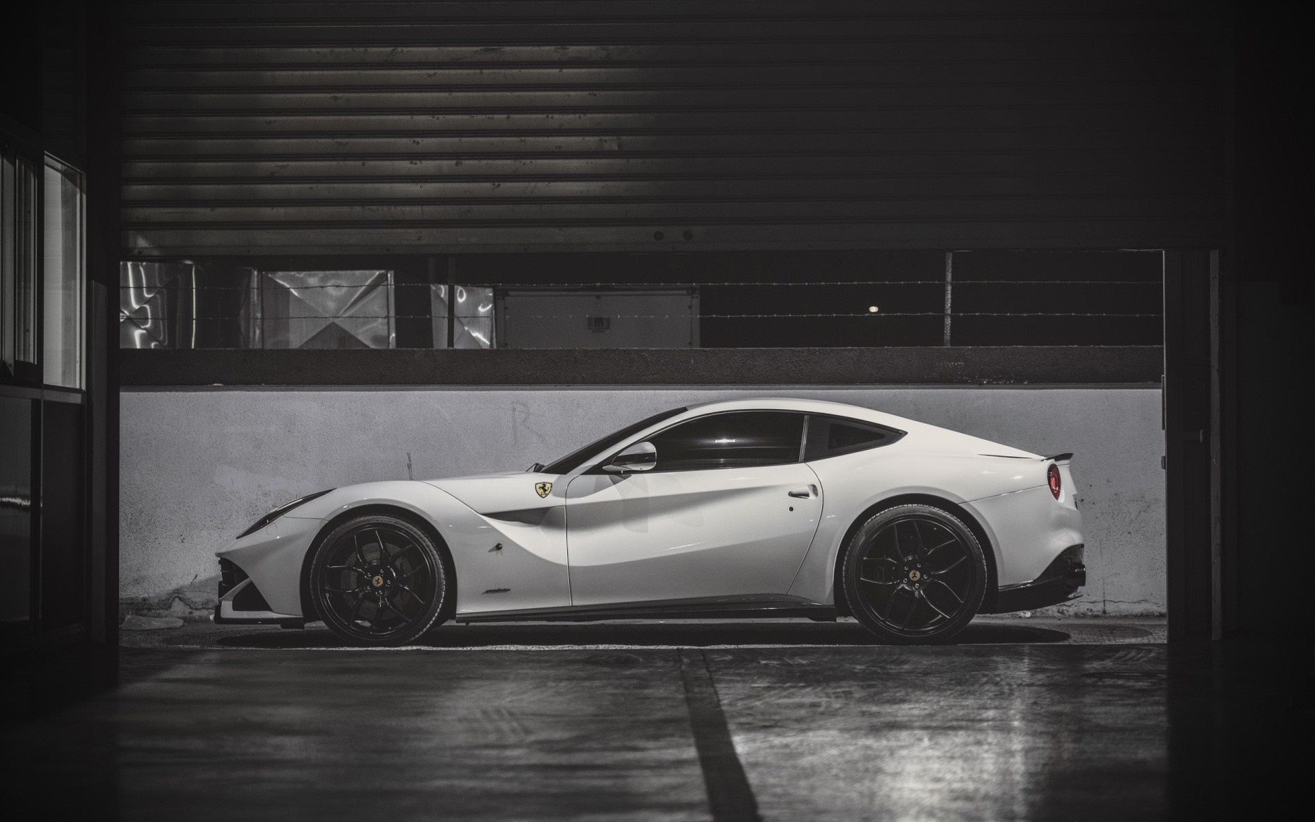 White Ferrari F12berlinetta parked in a garage HD Wallpaper