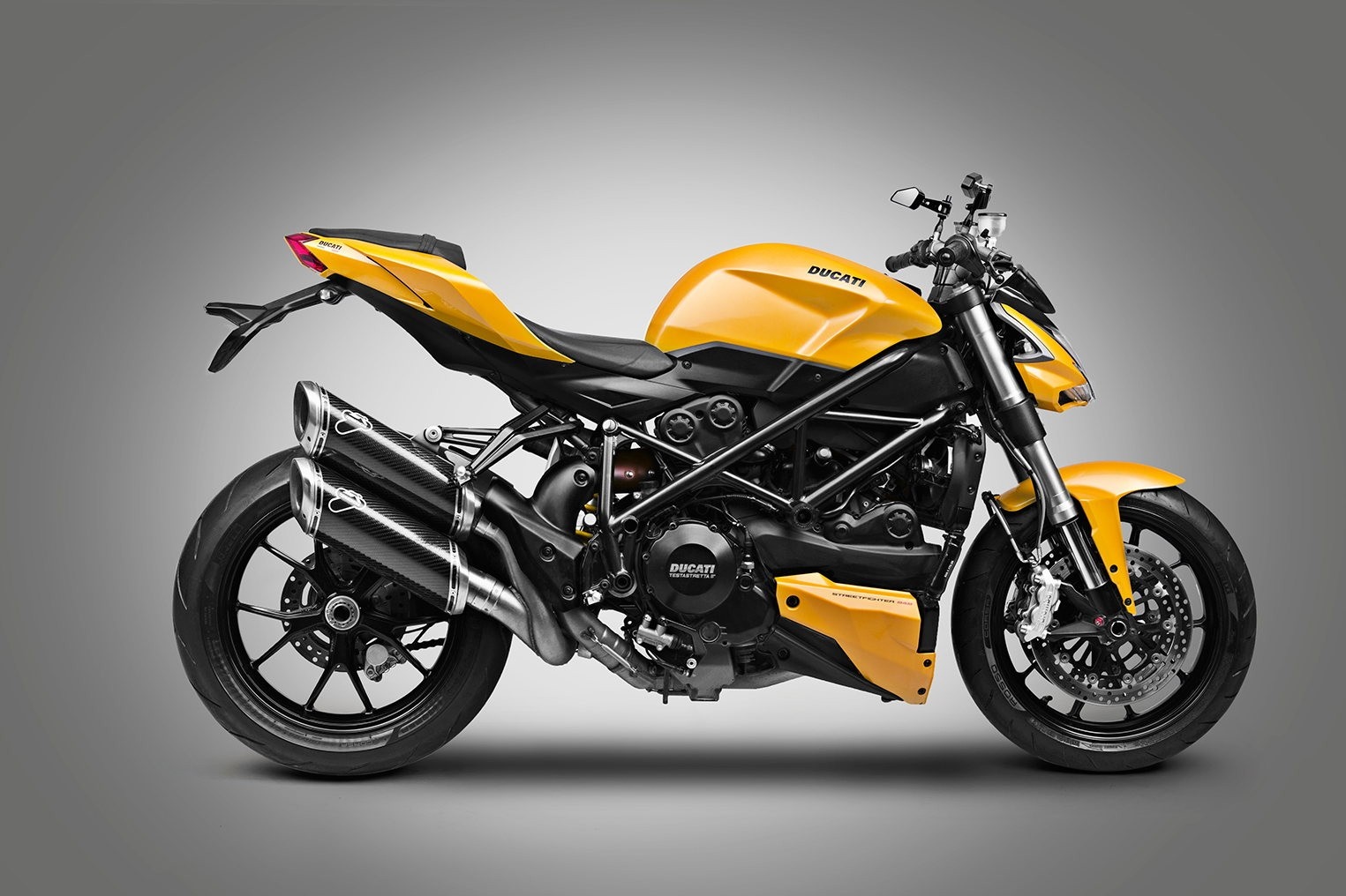 Yellow Ducati Streetfighter 848 motorcycle HD Wallpaper