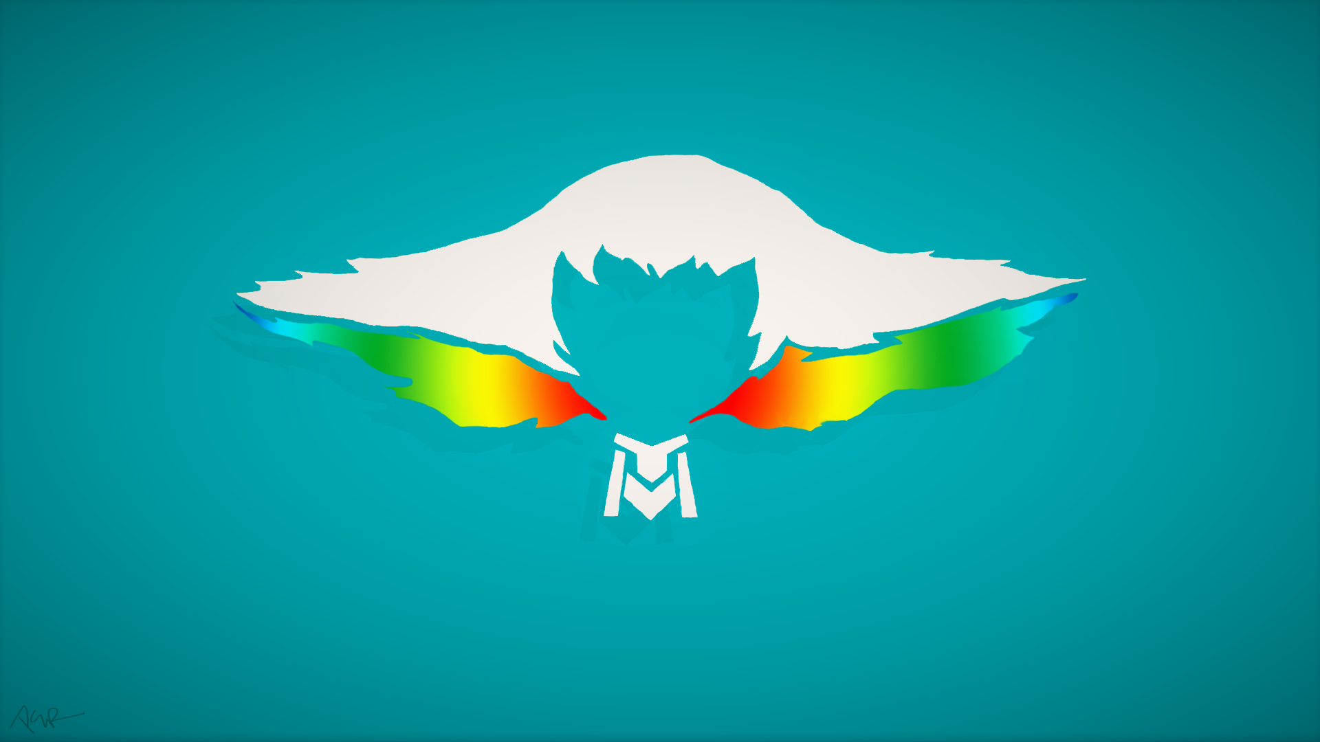 Minimalist logo with rainbow wings HD Wallpaper