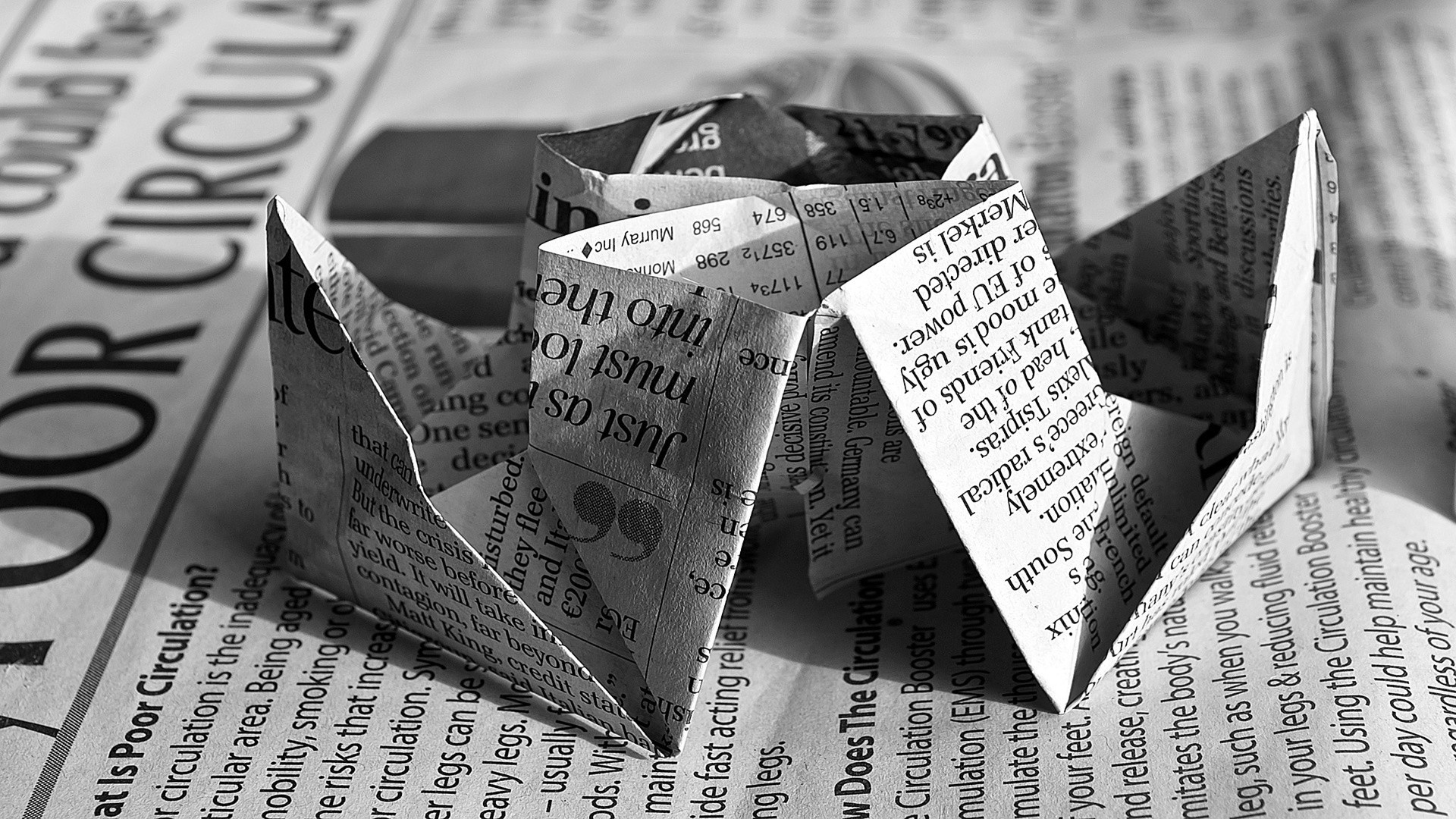 Newspaper boats on a newspaper background HD Wallpaper