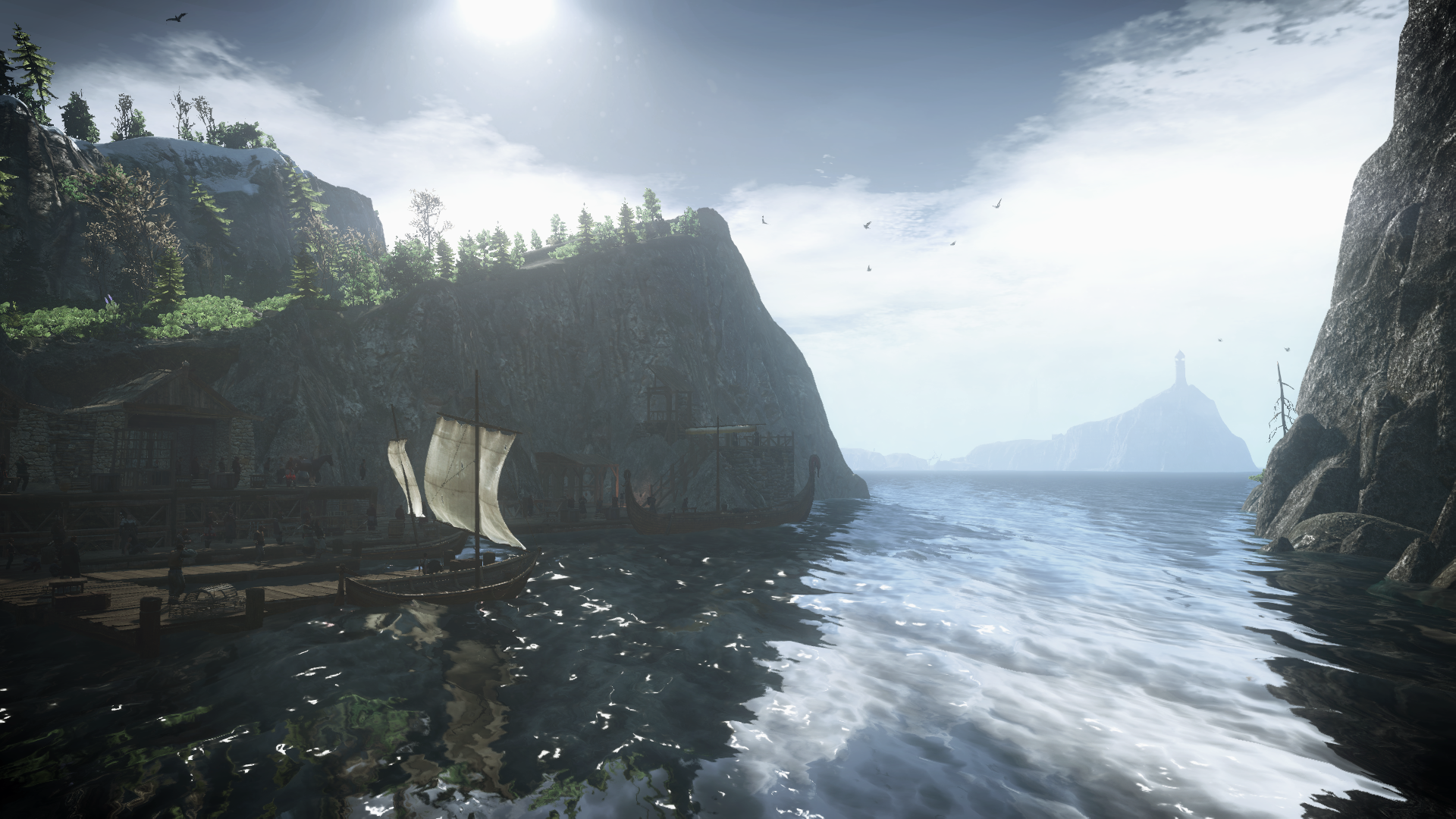 The Witcher 3: Wild Hunt - Fjord with Viking Ships HD Wallpaper