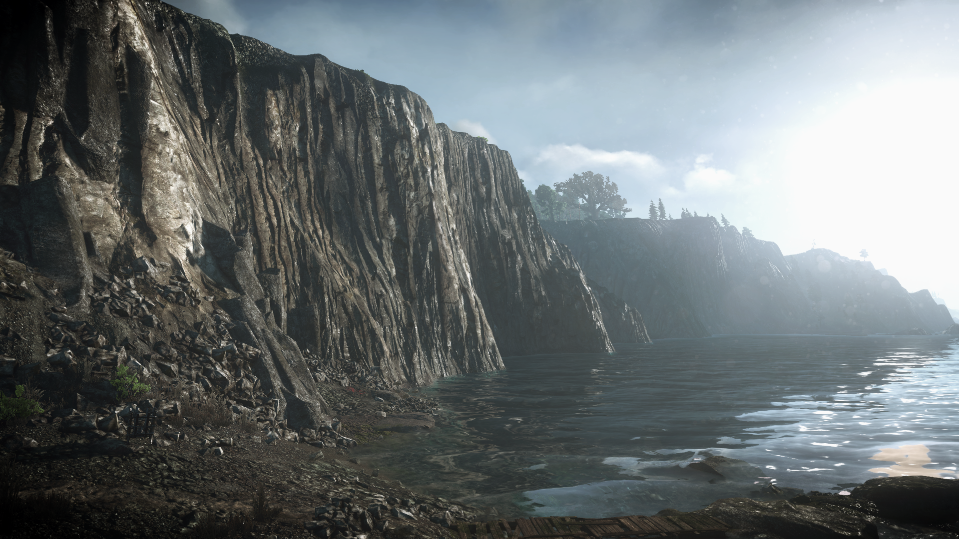 The Witcher 3 Wild Hunt landscape with cliffs and sea HD Wallpaper