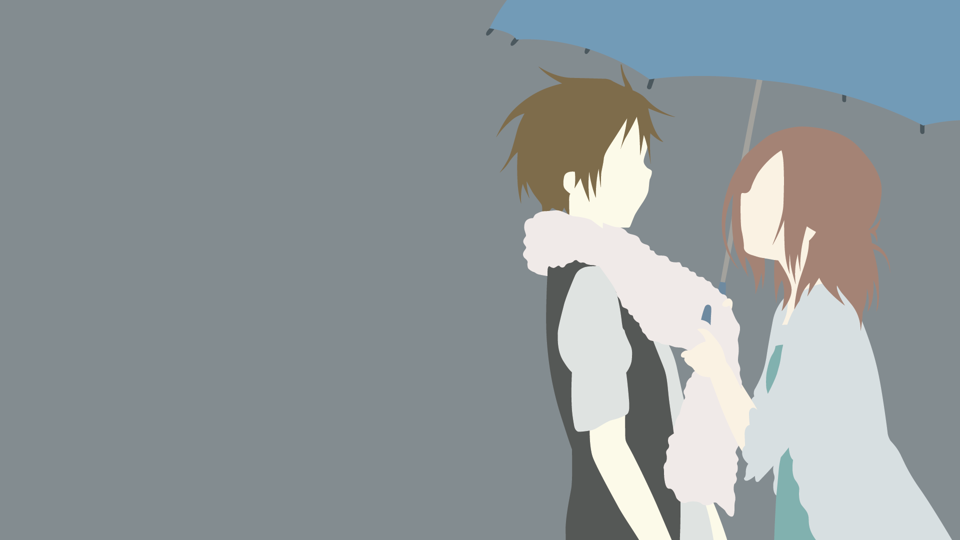 Hase Yuuki and Fujimiya Kaori from Isshuukan Friends under an umbrella HD Wallpaper