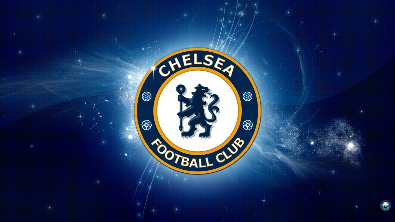 Chelsea Football Club logo on a blue space background HD Wallpaper