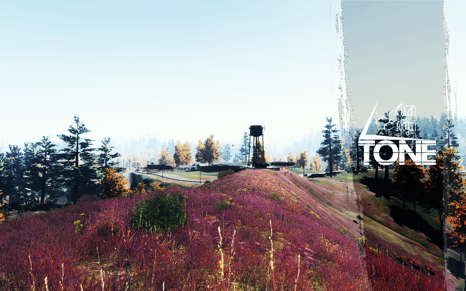 H1Z1 Just Survive landscape with water tower HD Wallpaper