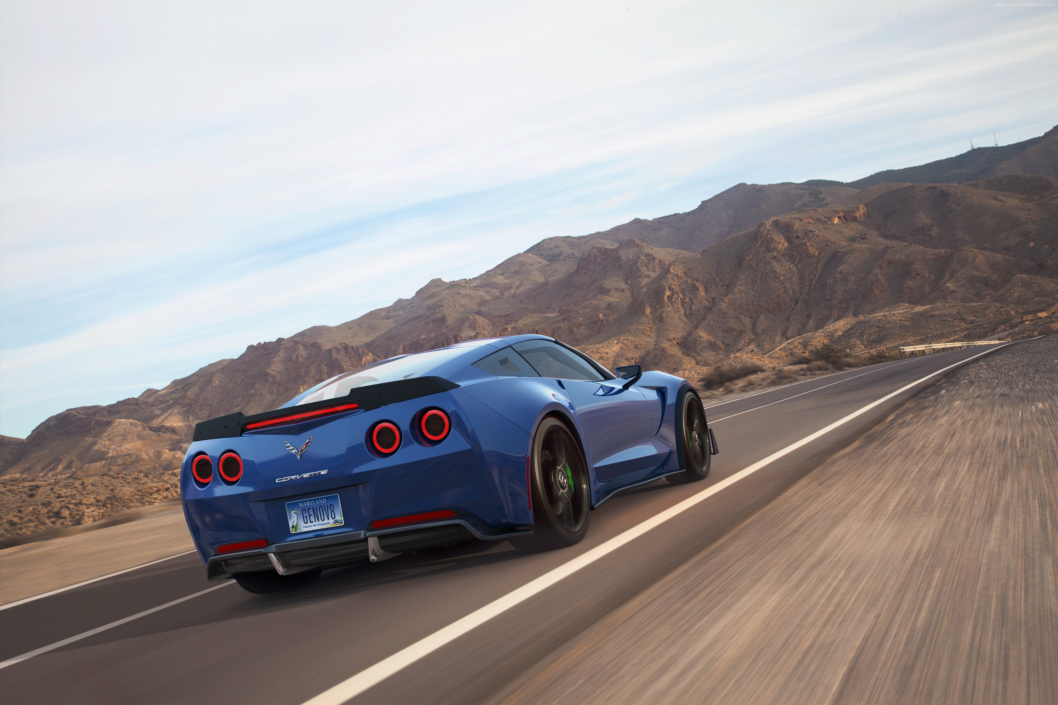 Genovation GXE electric car on a desert road HD Wallpaper