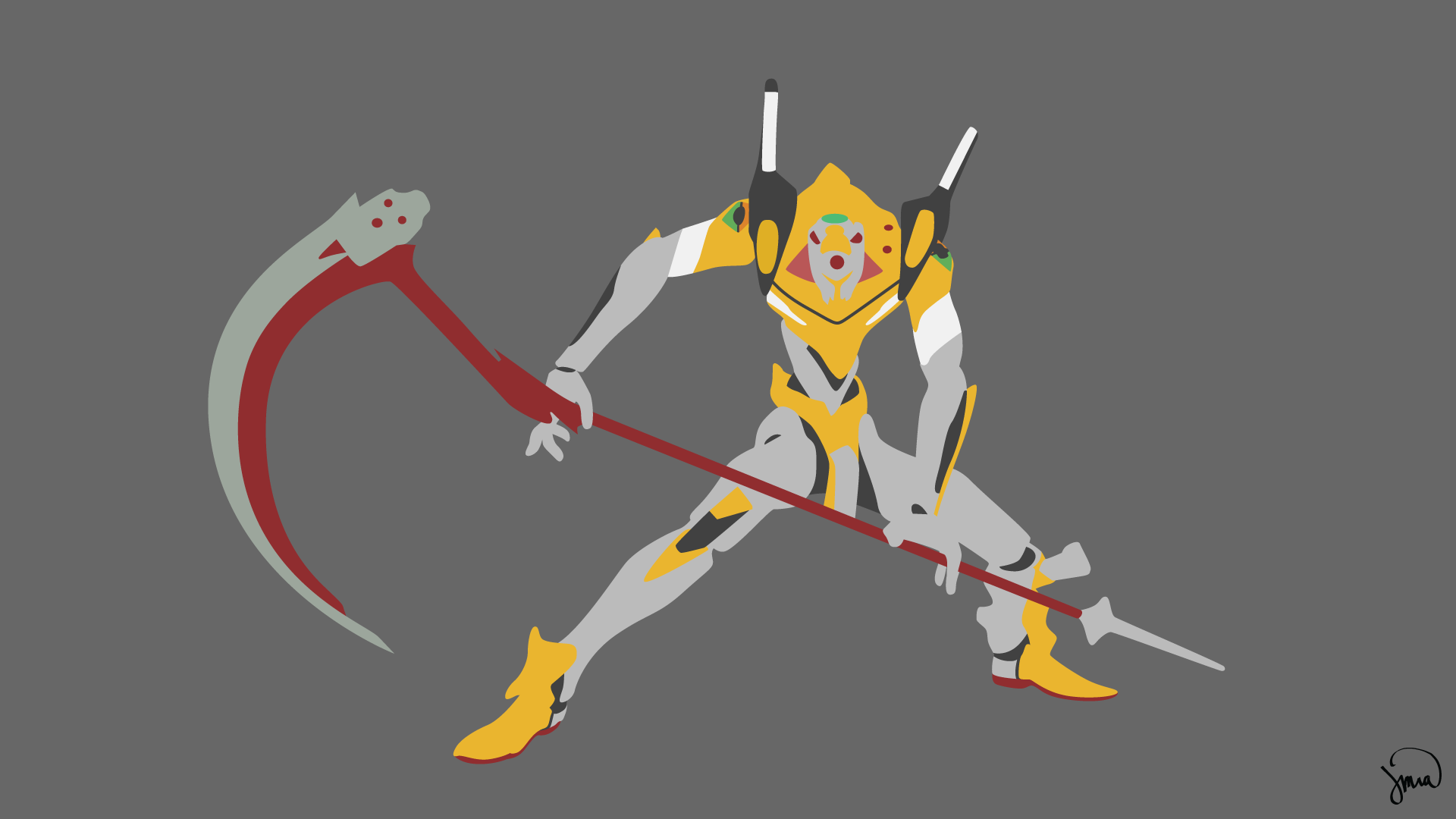 EVA Unit 09 from Neon Genesis Evangelion holding a scythe HD Wallpaper