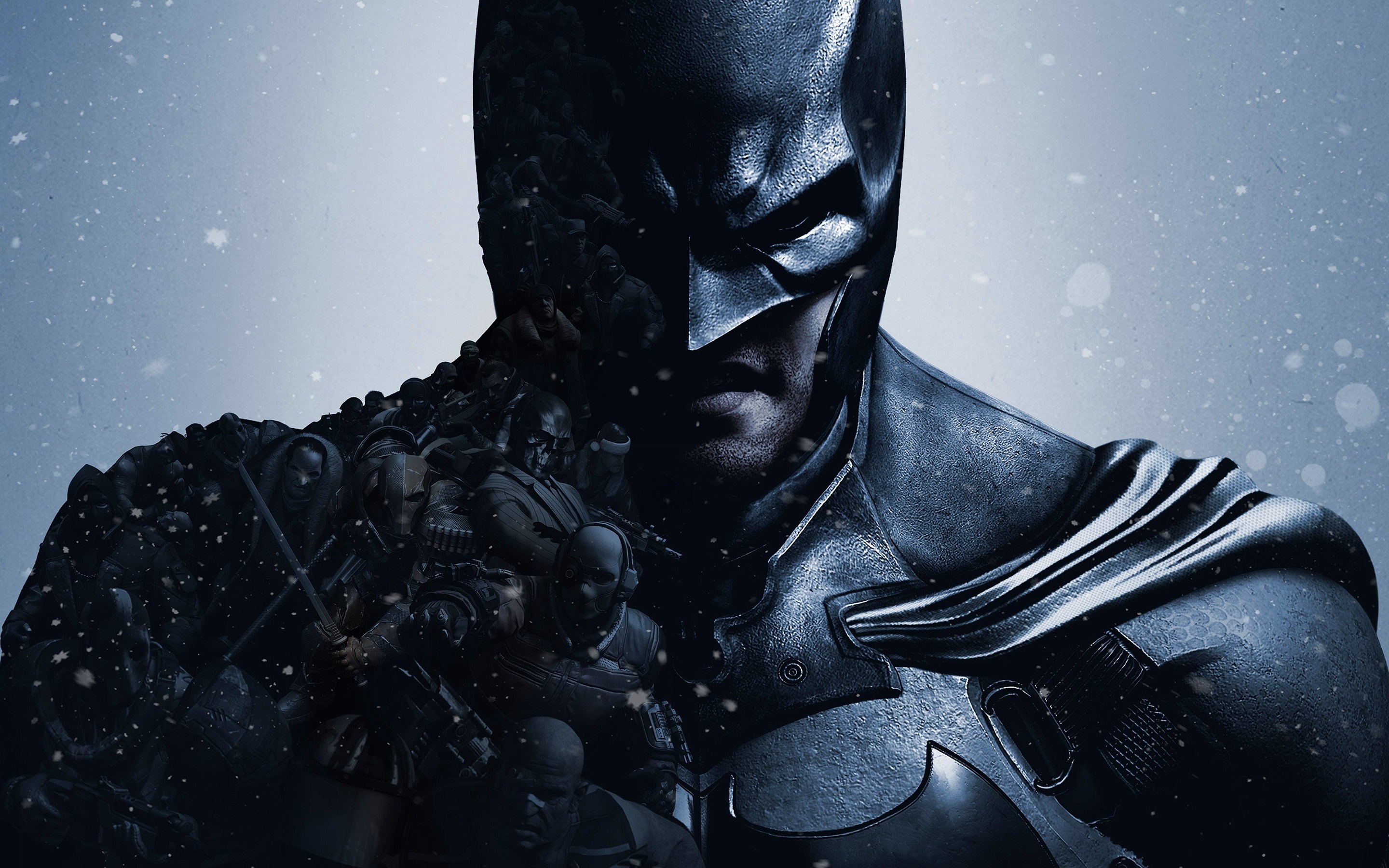 Batman with a collage of characters HD Wallpaper
