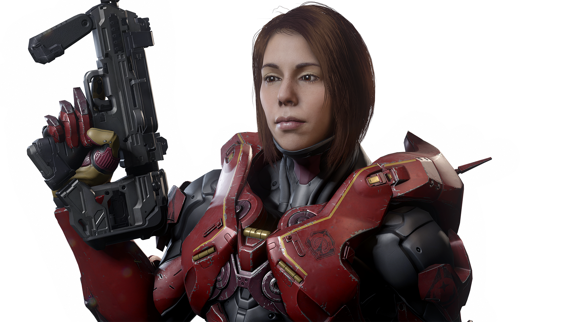 Spartan Vale from Halo 5 Guardians holding a weapon HD Wallpaper