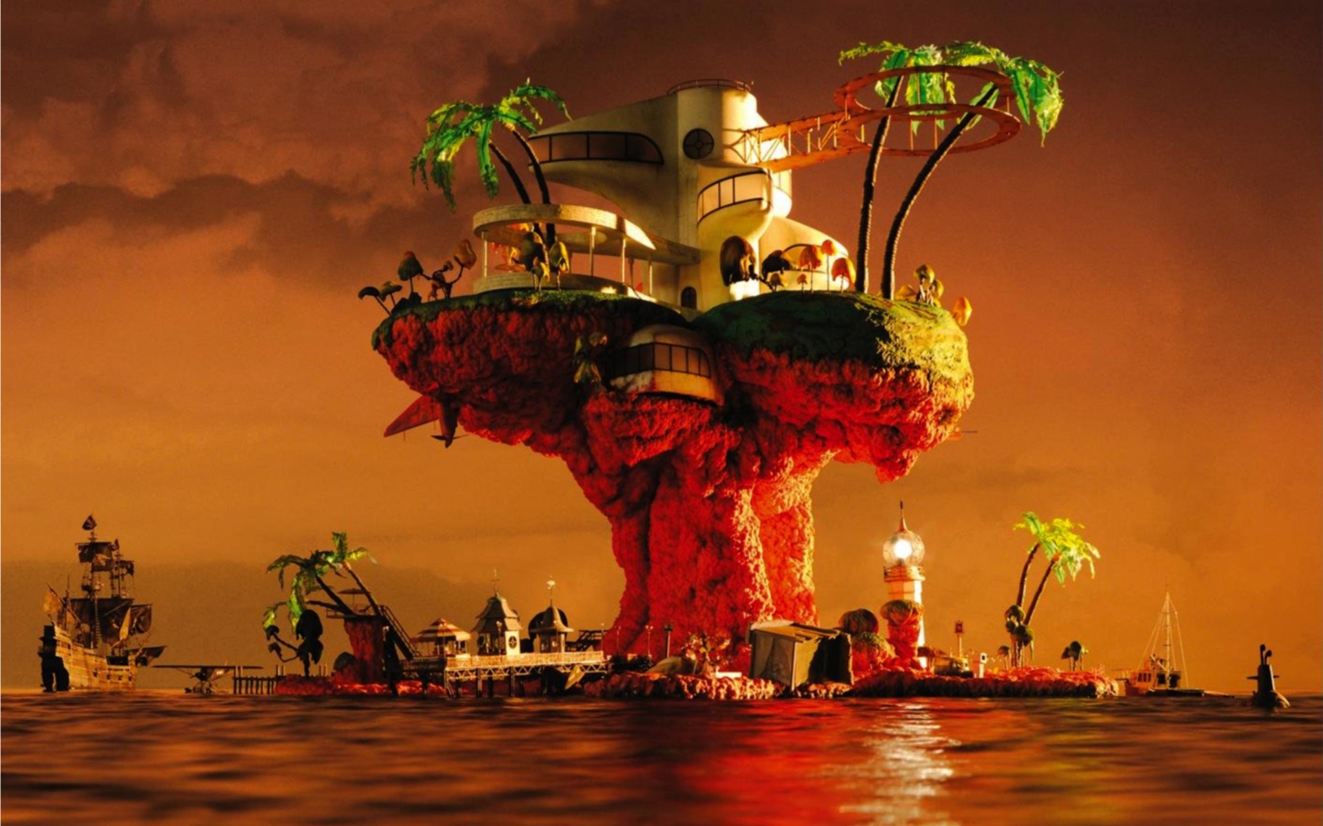 Gorillaz album cover illustration HD Wallpaper