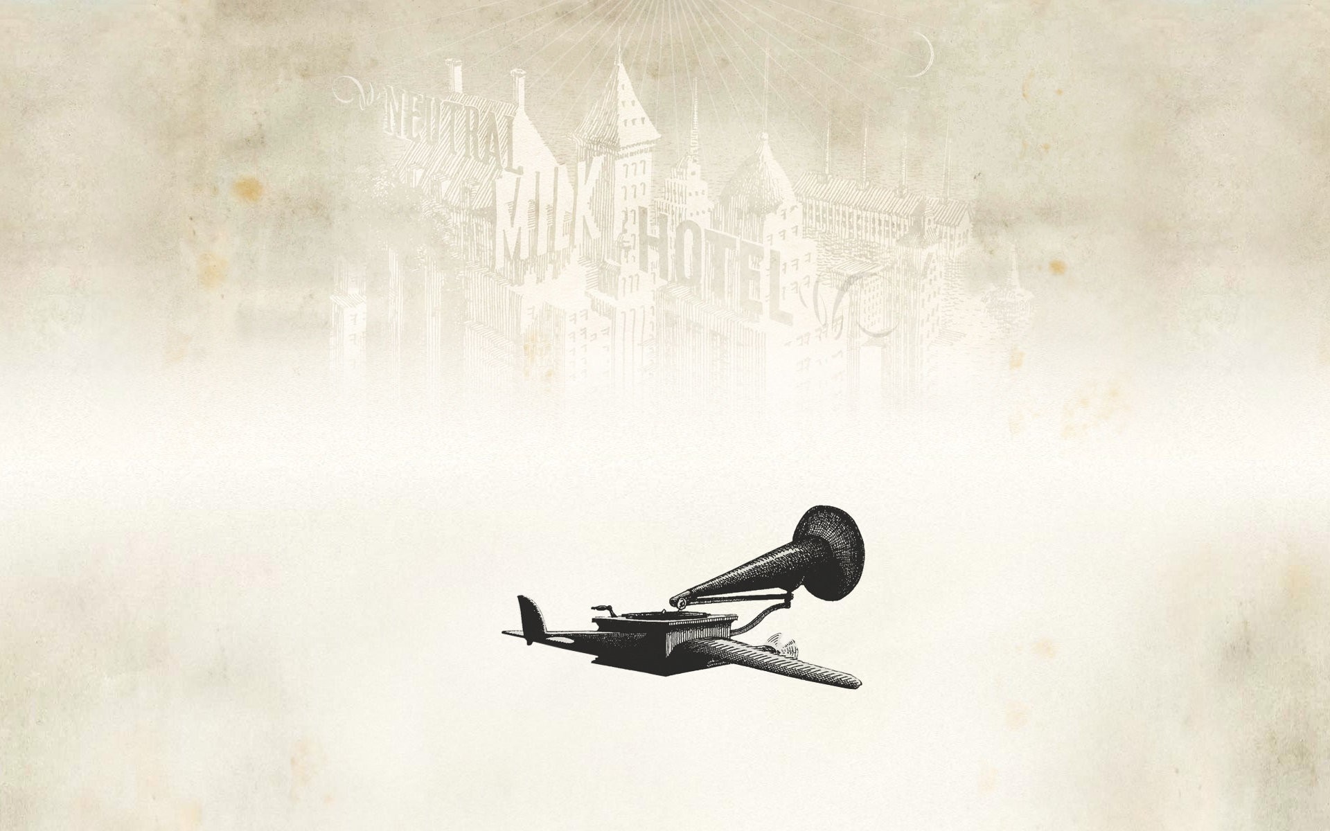 Neutral Milk Hotel airplane with gramophone HD Wallpaper