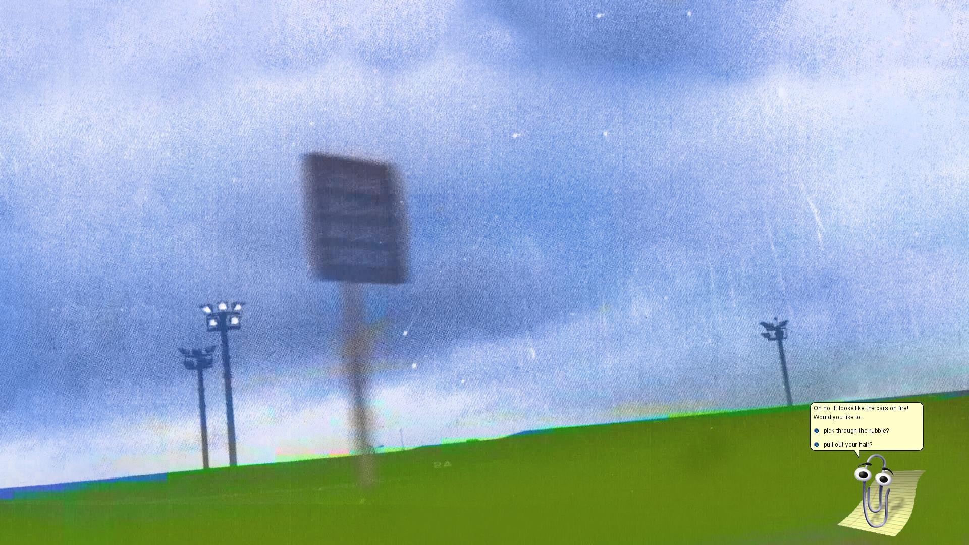 Clippy on a field with stadium lights HD Wallpaper