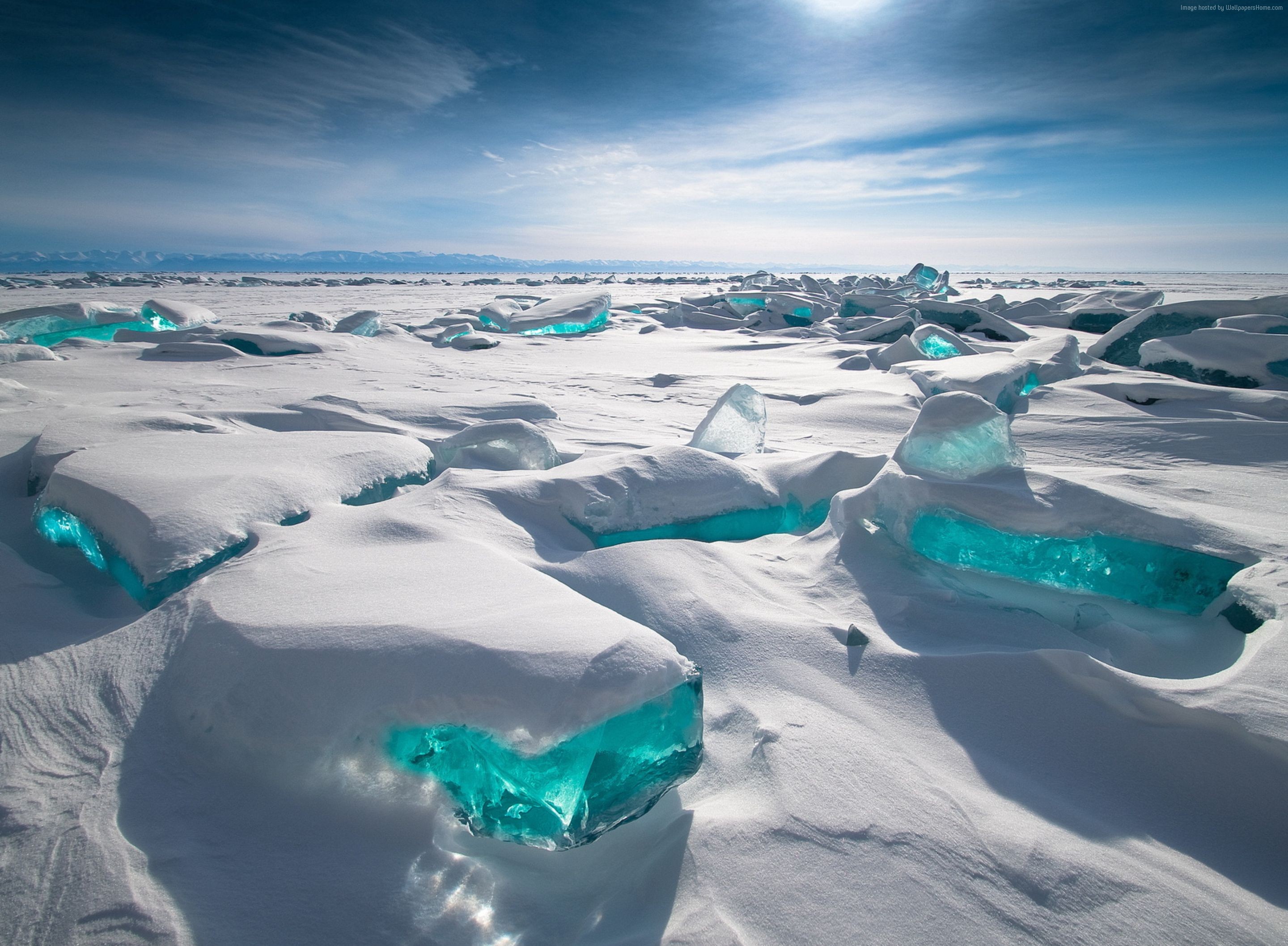 snow, Lake Baikal, HD, ice HD Wallpaper
