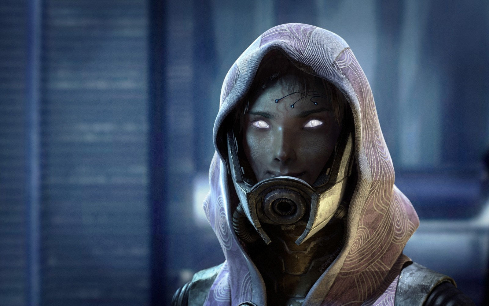 Artwork of a woman from Mass Effect wearing a hood HD Wallpaper